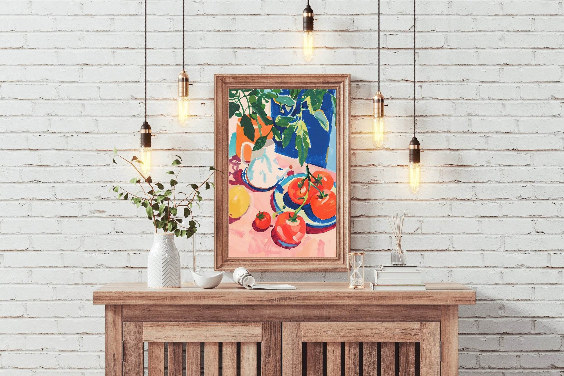 Painting of Persimmon Plate on Table - beink online art store
