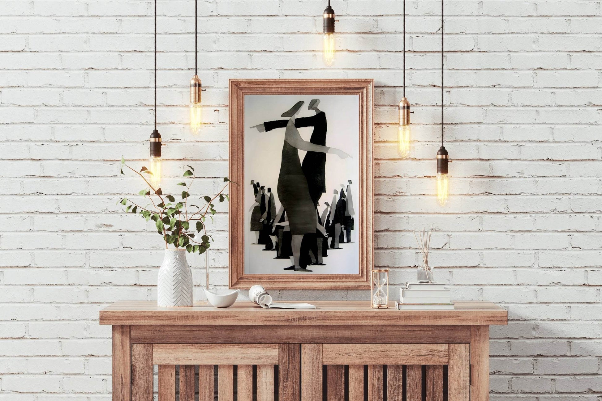 Painting of Black and White Crowd Wall Art - beink online art store