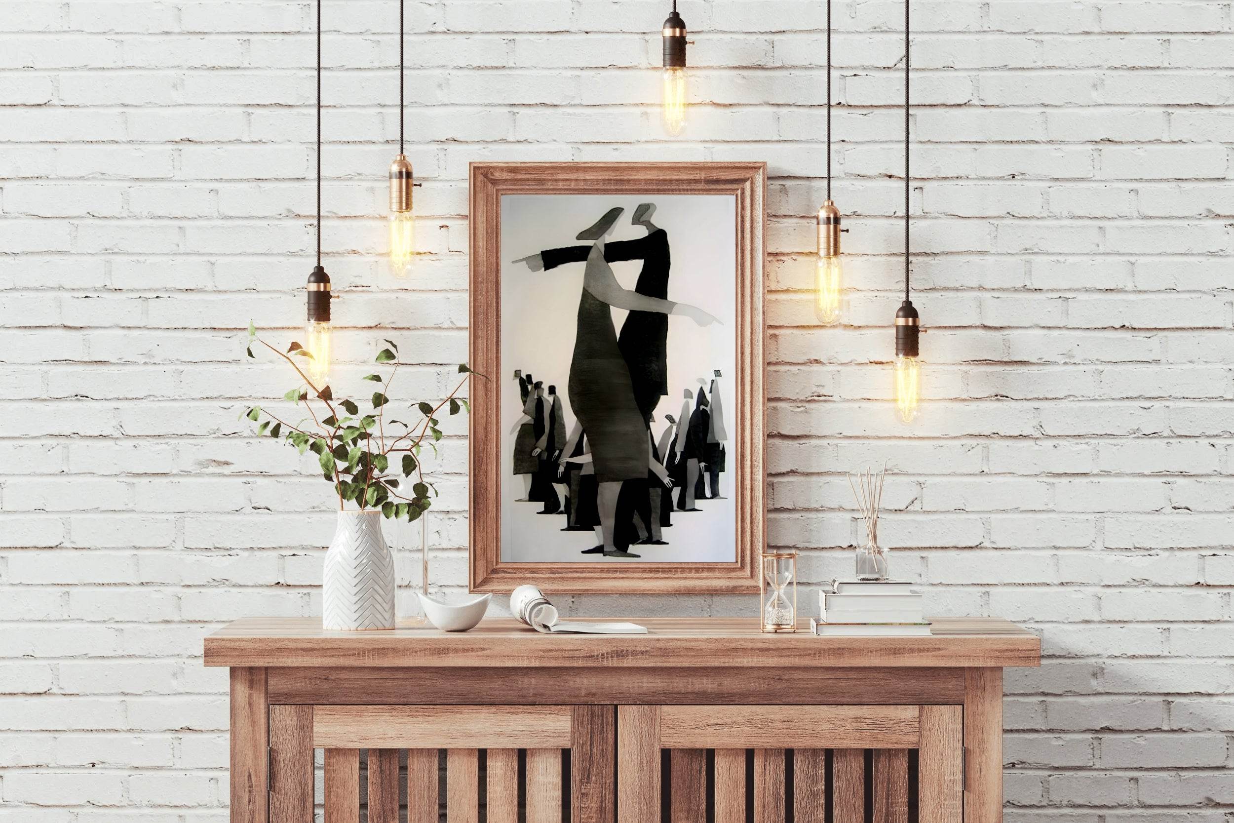 Painting of Black and White Crowd Wall Art - beink online art store