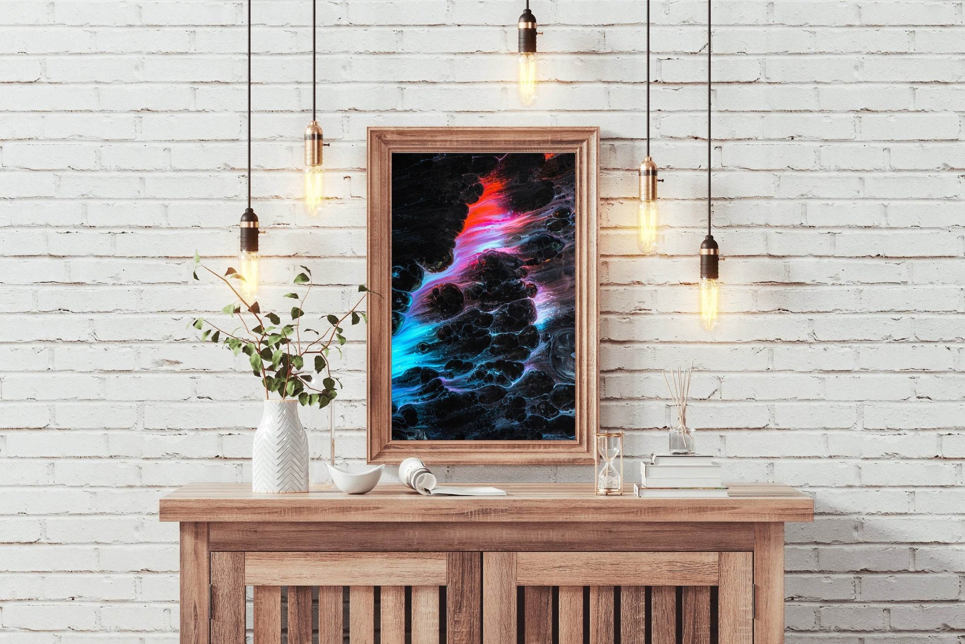 Dark Color Night View on Brush Strokes Abstract Wall Art - beink online art store
