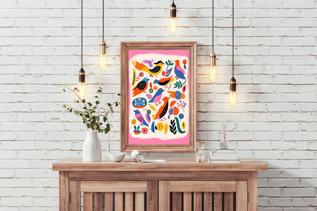 Painting Different Colored Birds Wall Art - beink online art store