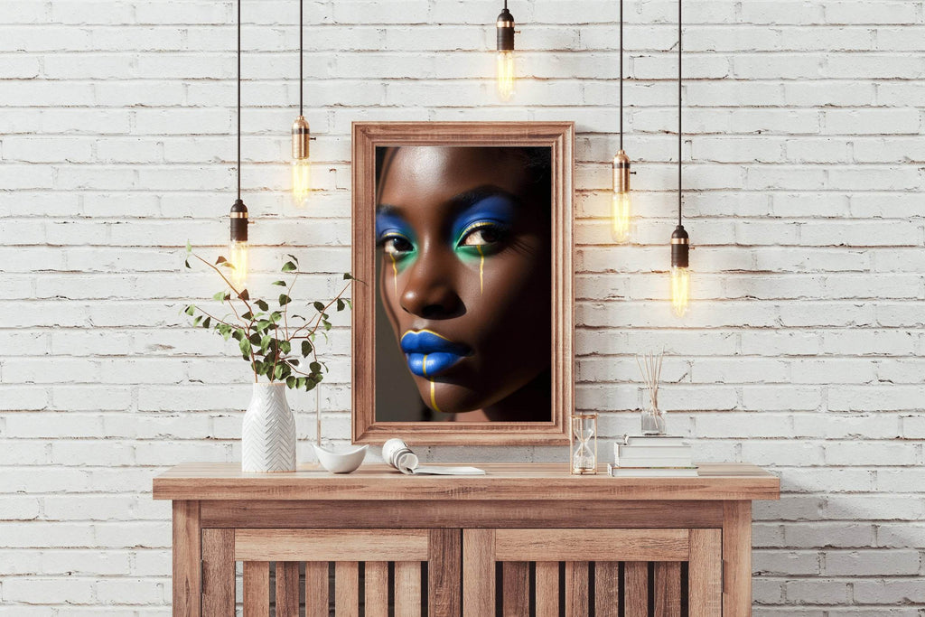 African Women Makeup With Blue Color Wall Art - beink online art store