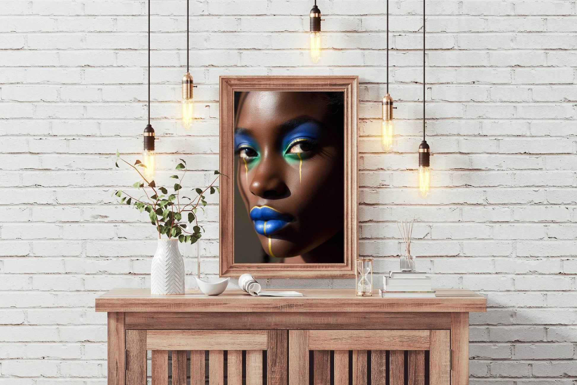 African Women Makeup With Blue Color Wall Art - beink online art store