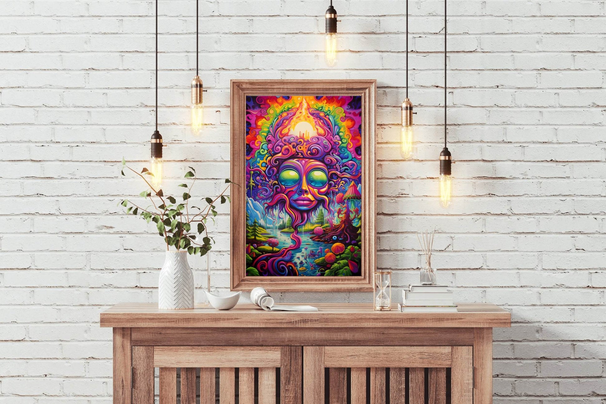 Painting of a Colorful Face Many Objects - beink online art store