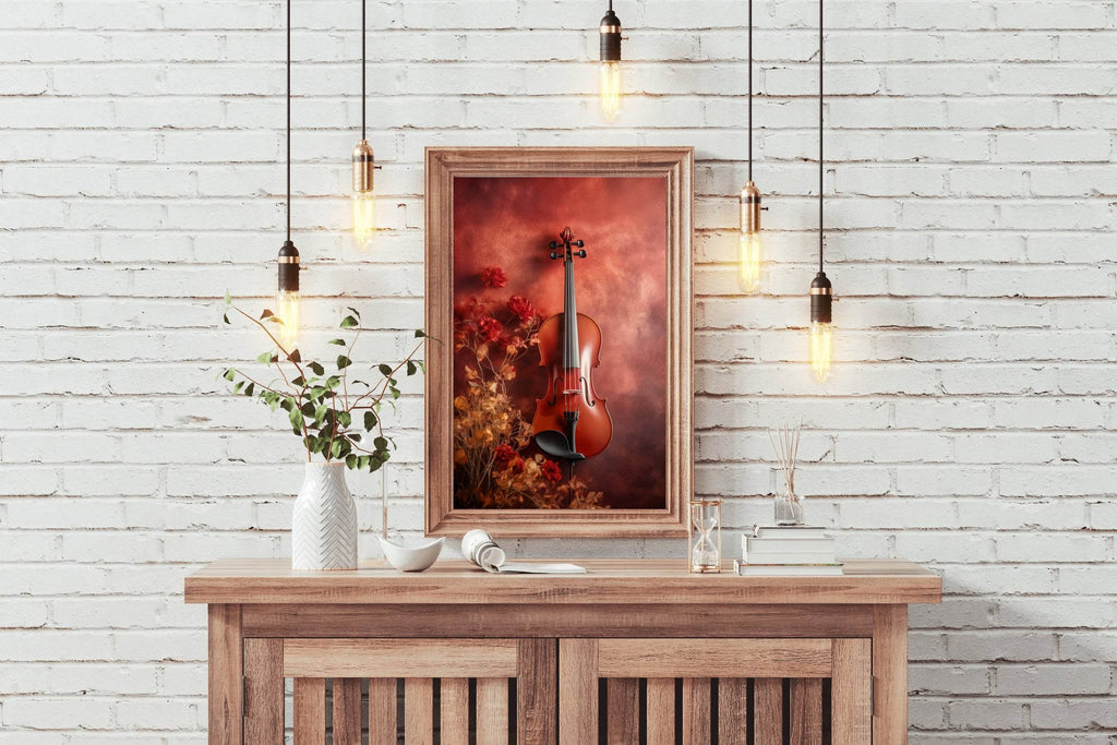 Old Red Wood Violin Wall Art - beink online art store