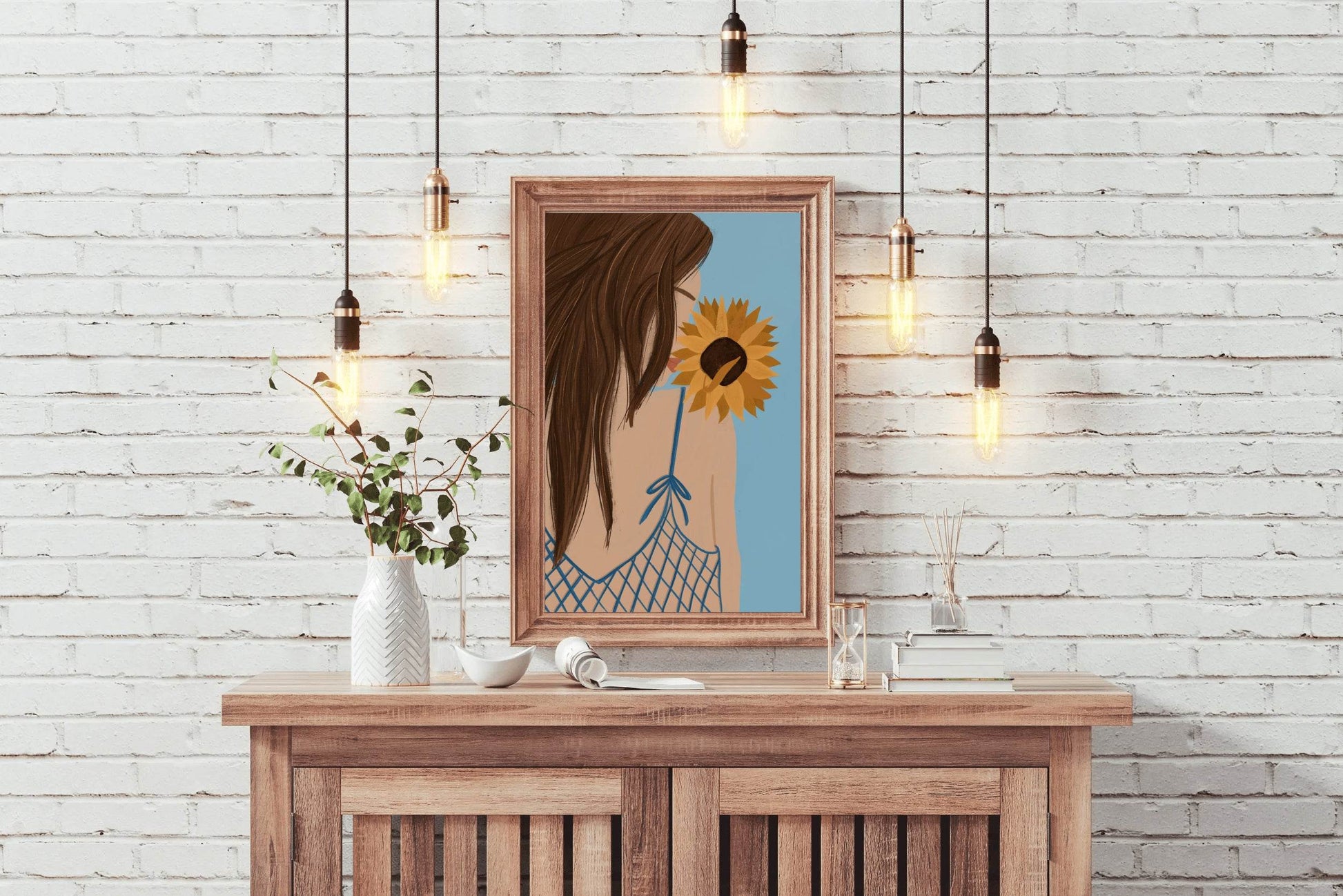 Girl With a Sunflower Wall Art - beink online art store