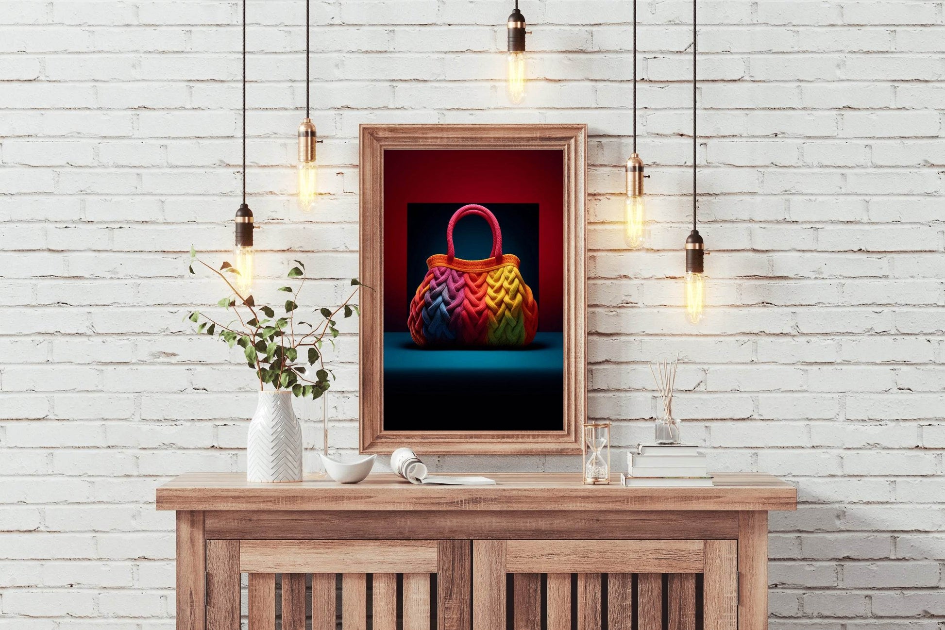 Colorful Knitted Bag Wall Art - beink online art store