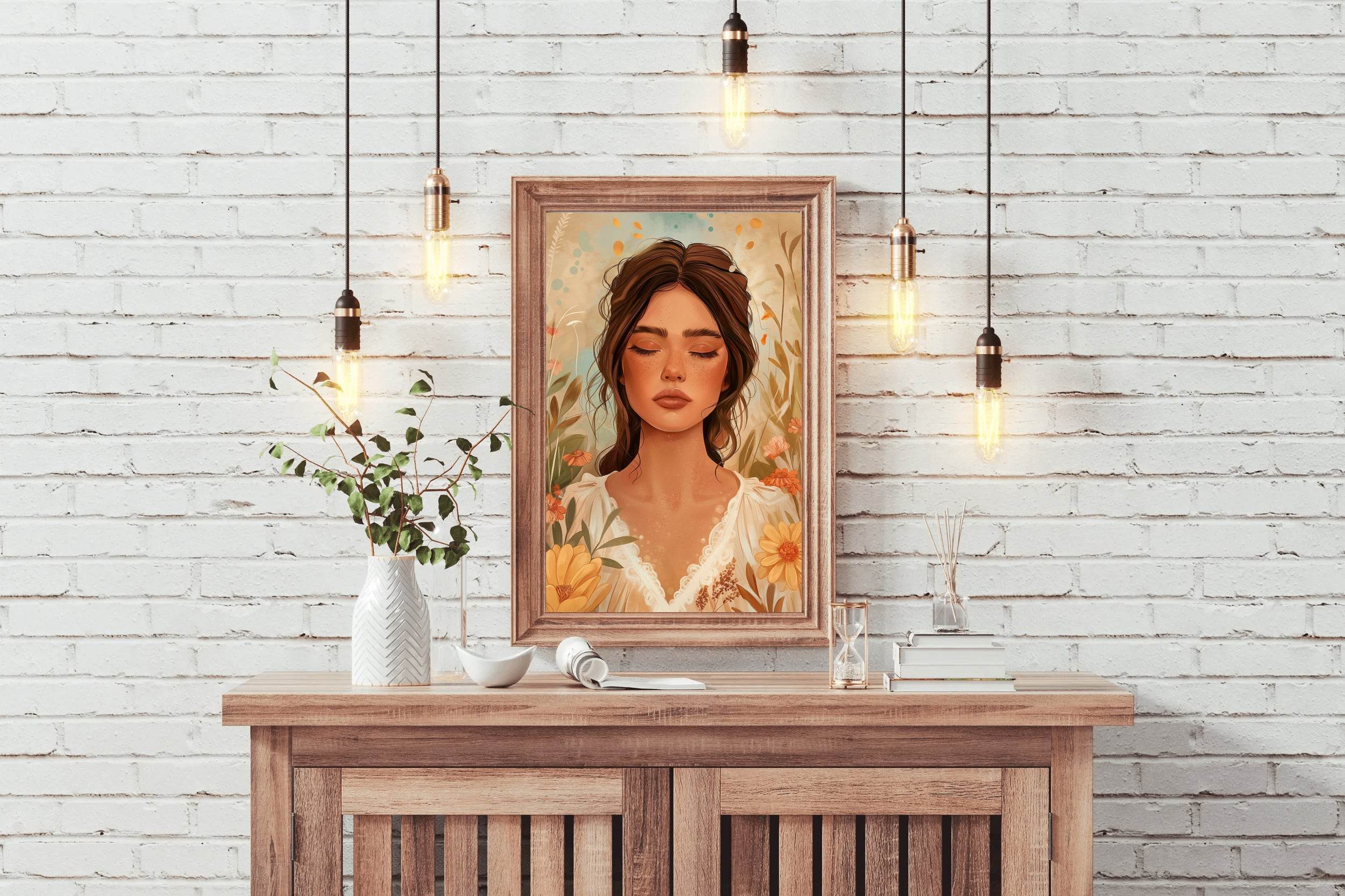Woman Illustration Boho Feminine ArtWork - beink online art store