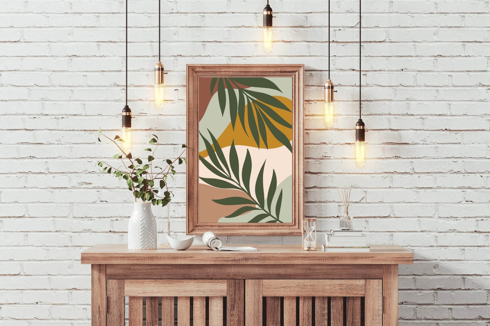 Abstract Palm Green Leaves ArtWork - beink online art store