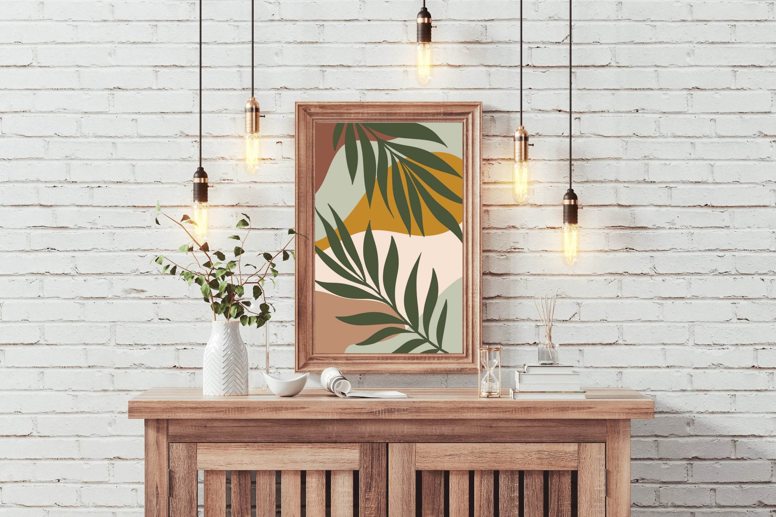 Abstract Palm Green Leaves ArtWork - beink online art store