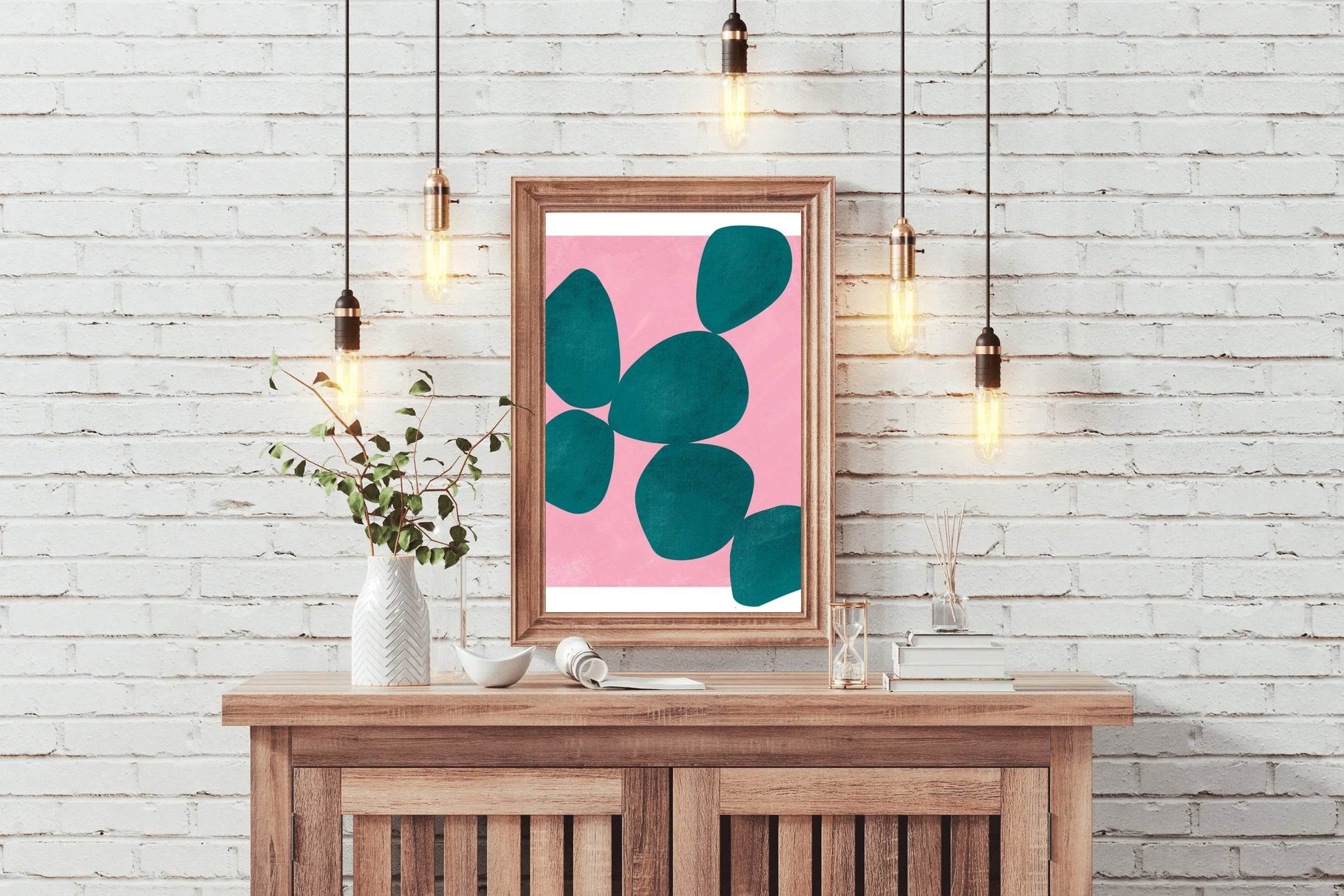 Jade Green Stone With Pink Background Wall Art - beink online art store