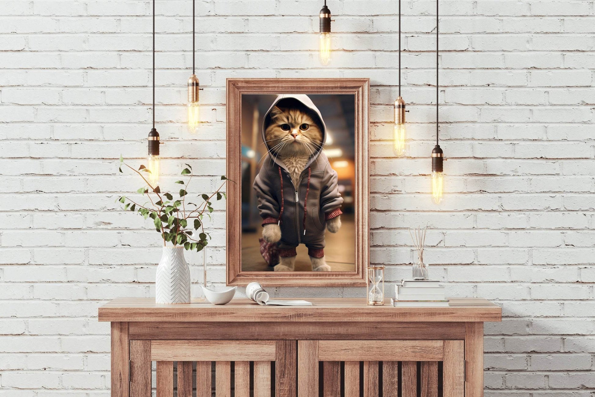 Cute Cat Wearing Jacket Animal Wall Art - beink online art store