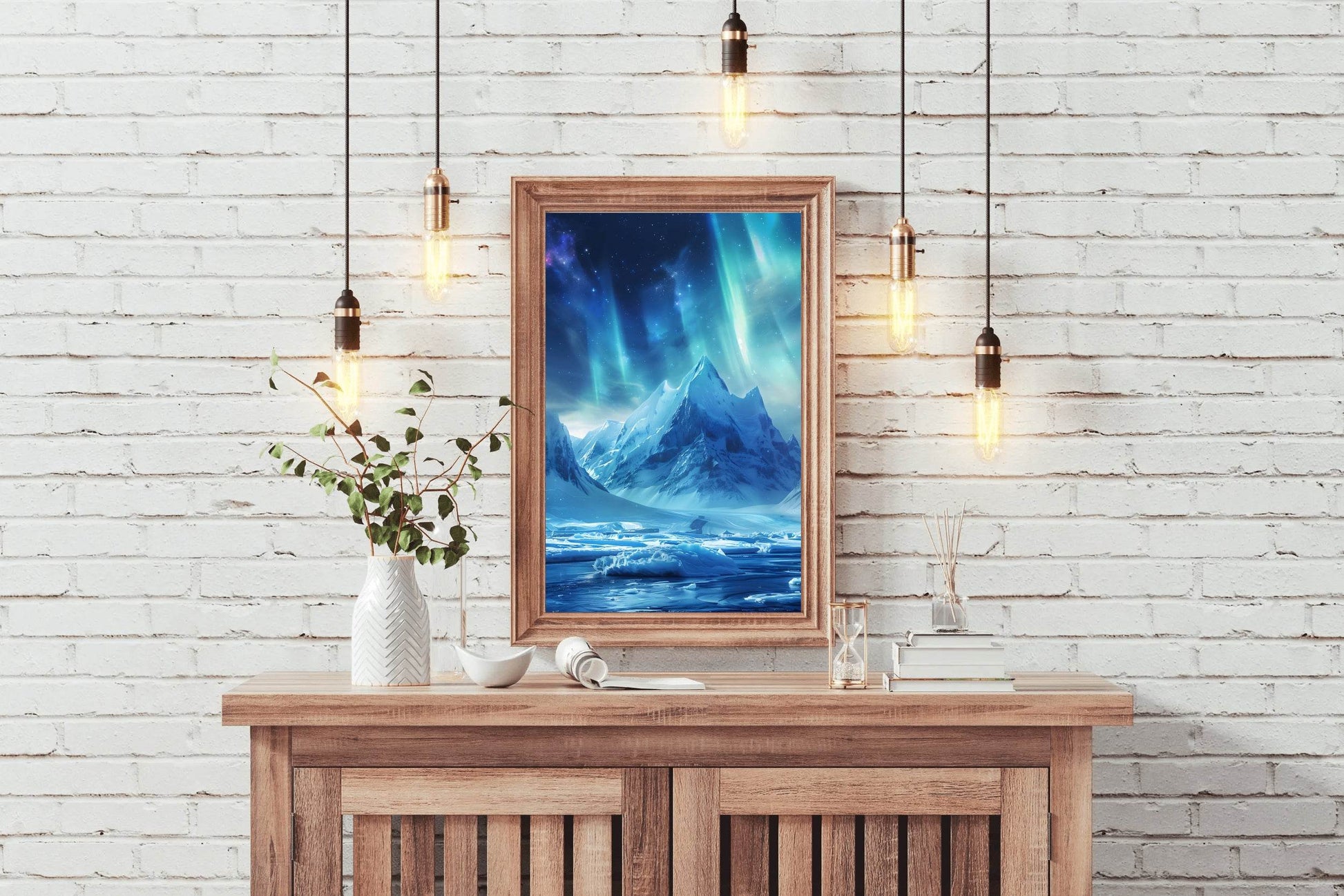 Majestic Mountain Breathtaking Northern lights in a polar landscape Wall Art - beink online art store