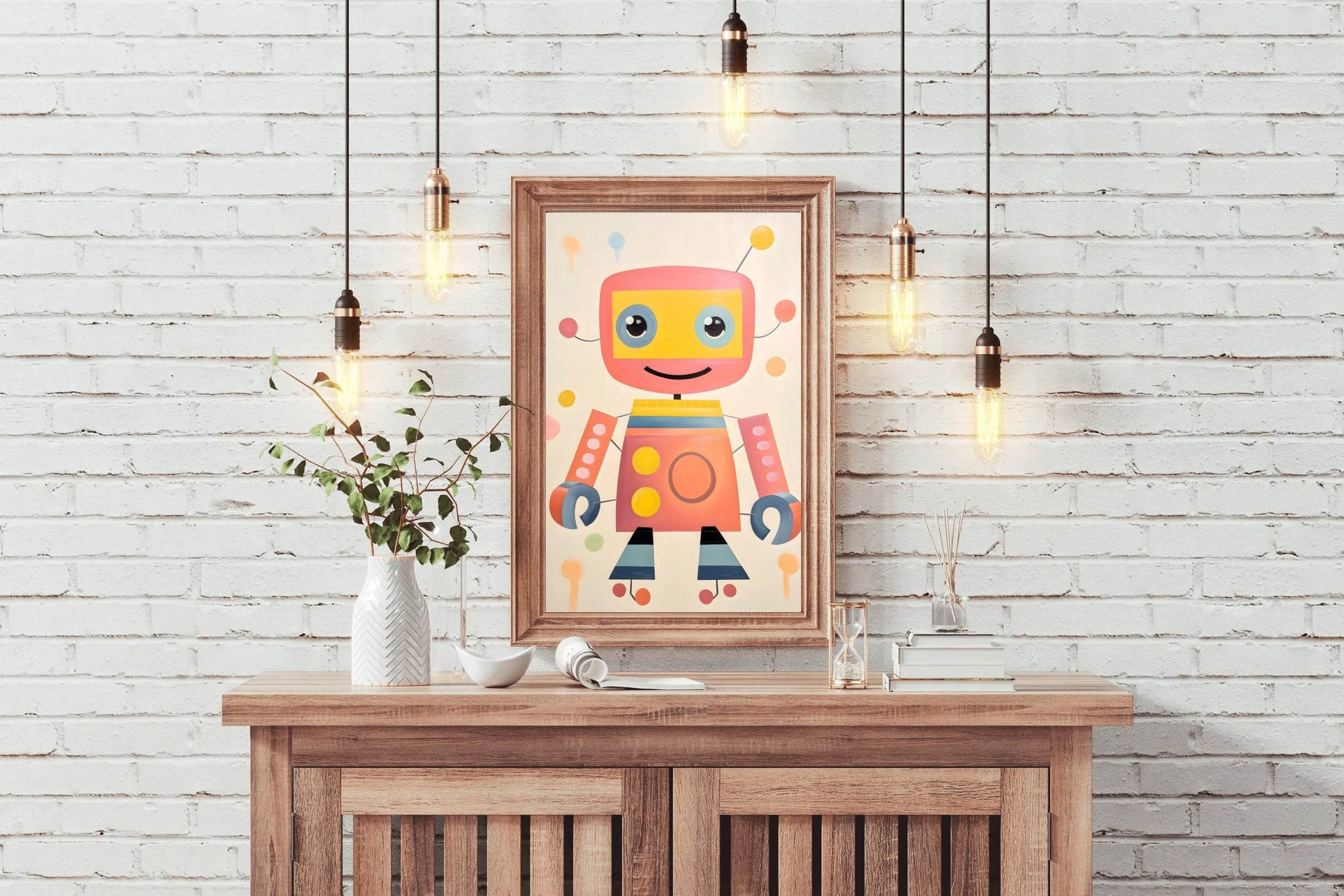 Cute Cartoon Robot in Flat Style - beink online art store