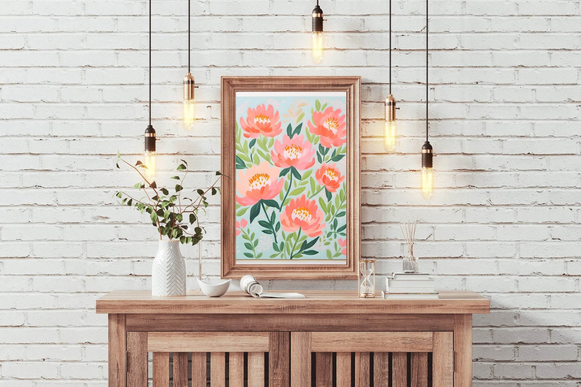 Drawing of Pink Flowers Wall Art - beink online art store