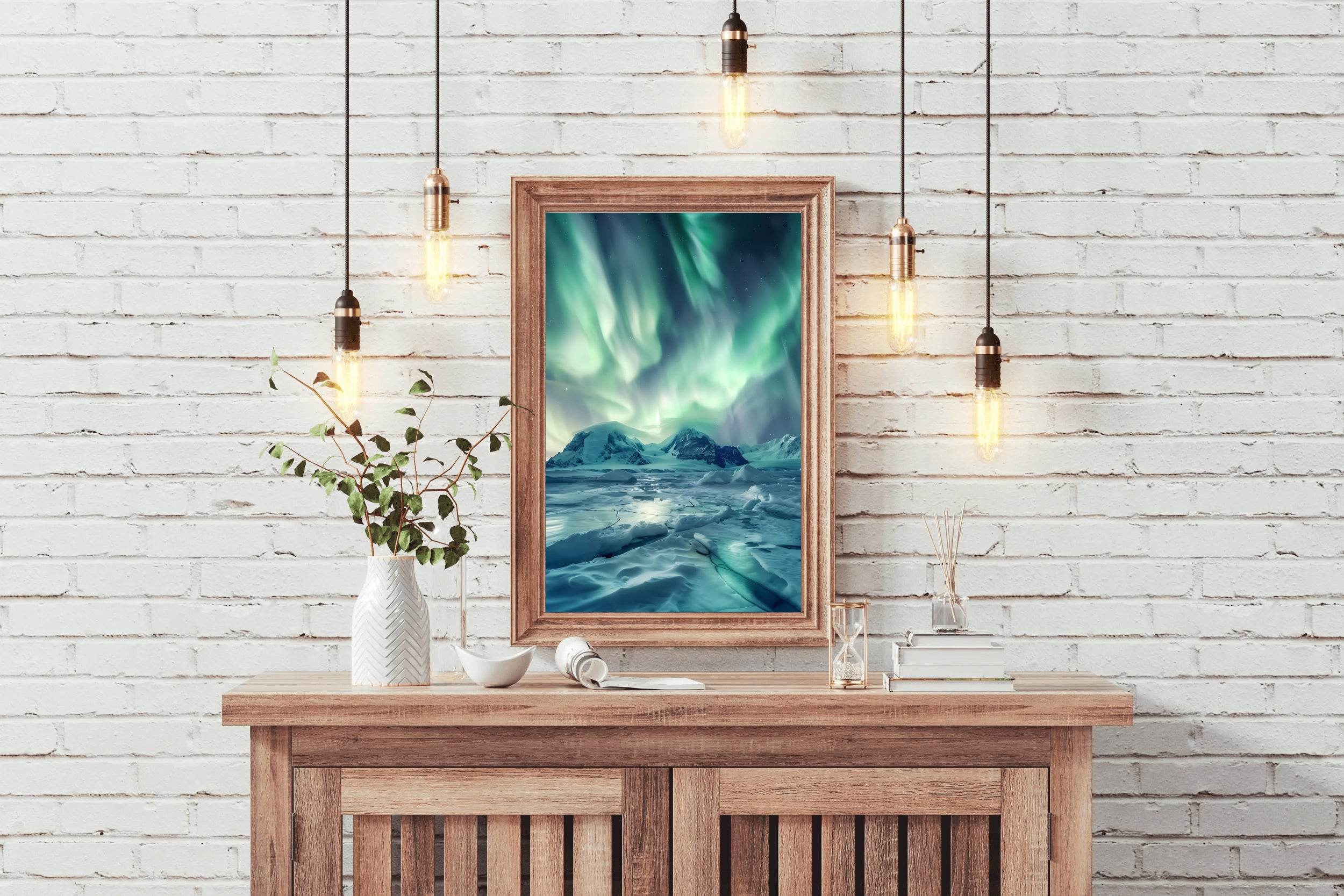 Northern lights Aurora Borealis in the Sky Wall Art - beink online art store