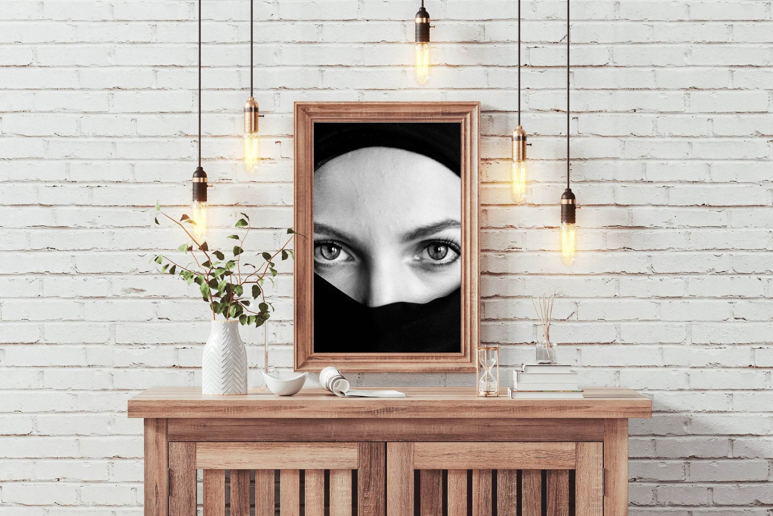 Woman Wearing Burqa Black & White Wall Art - beink online art store