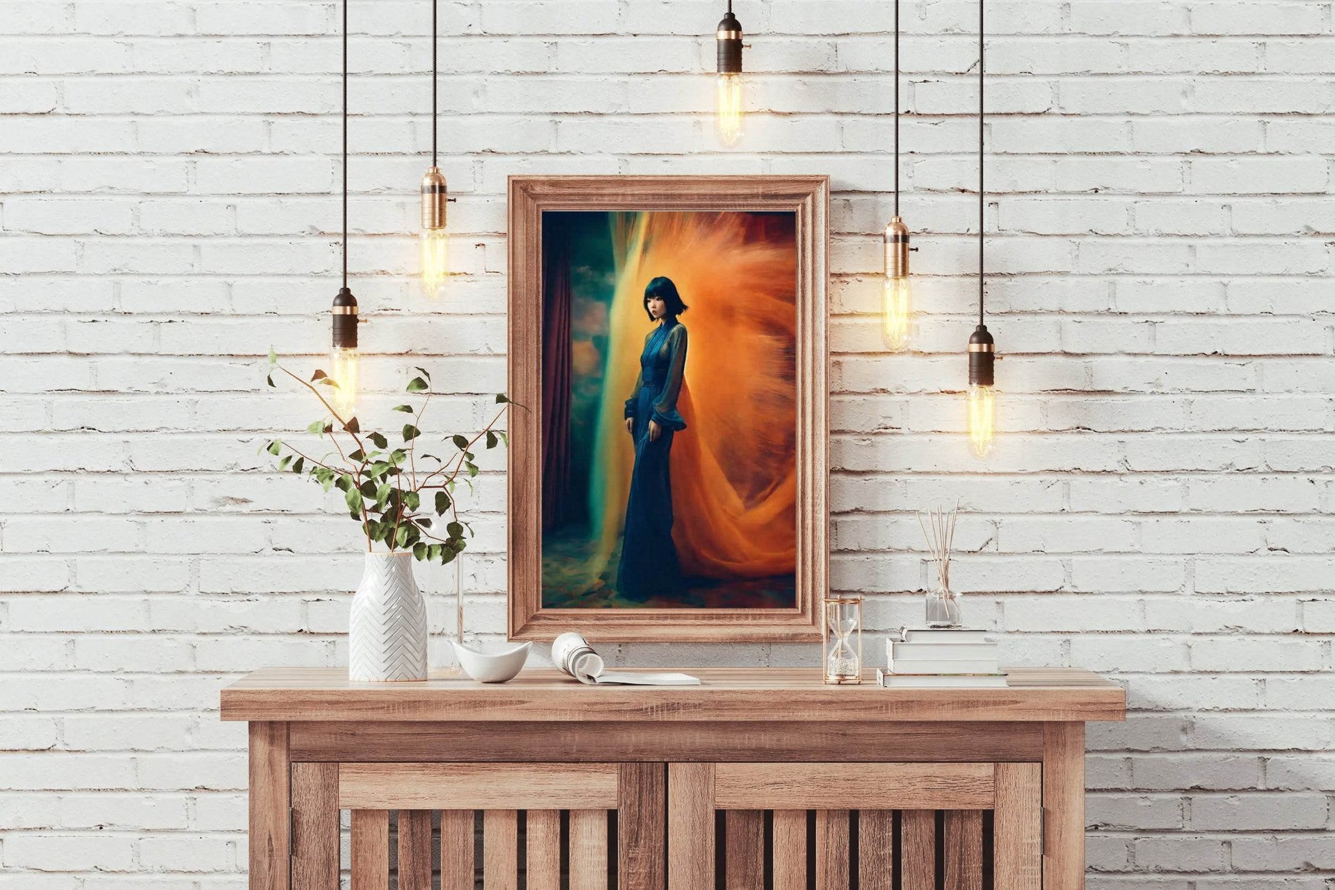 Blue Long Maximalist Dress Model Wall Art - beink online art store