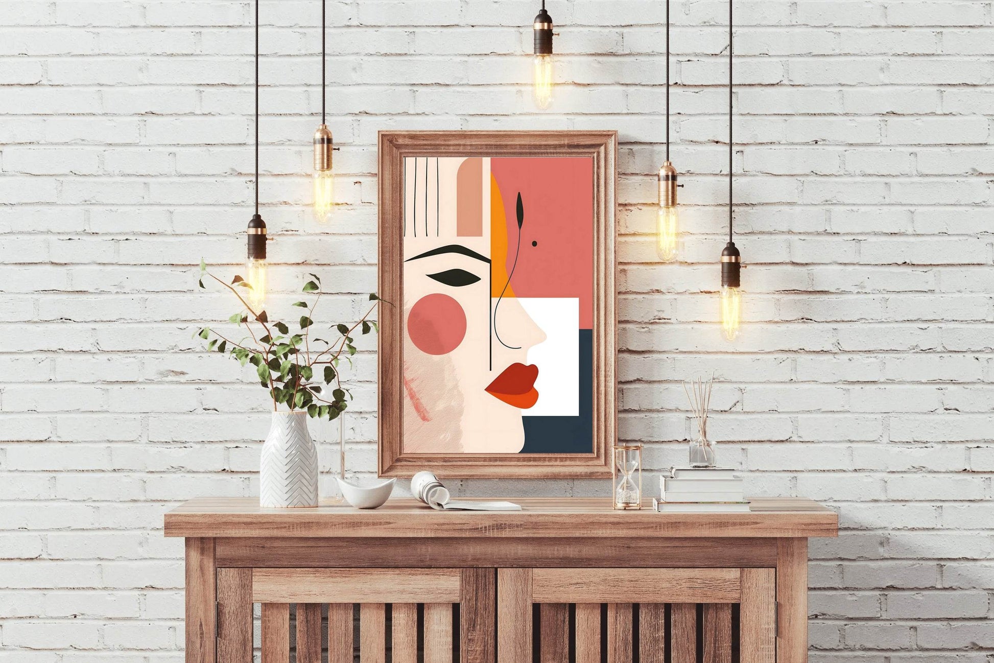 Creative Girl Face Abstract Wall Art - beink online art store