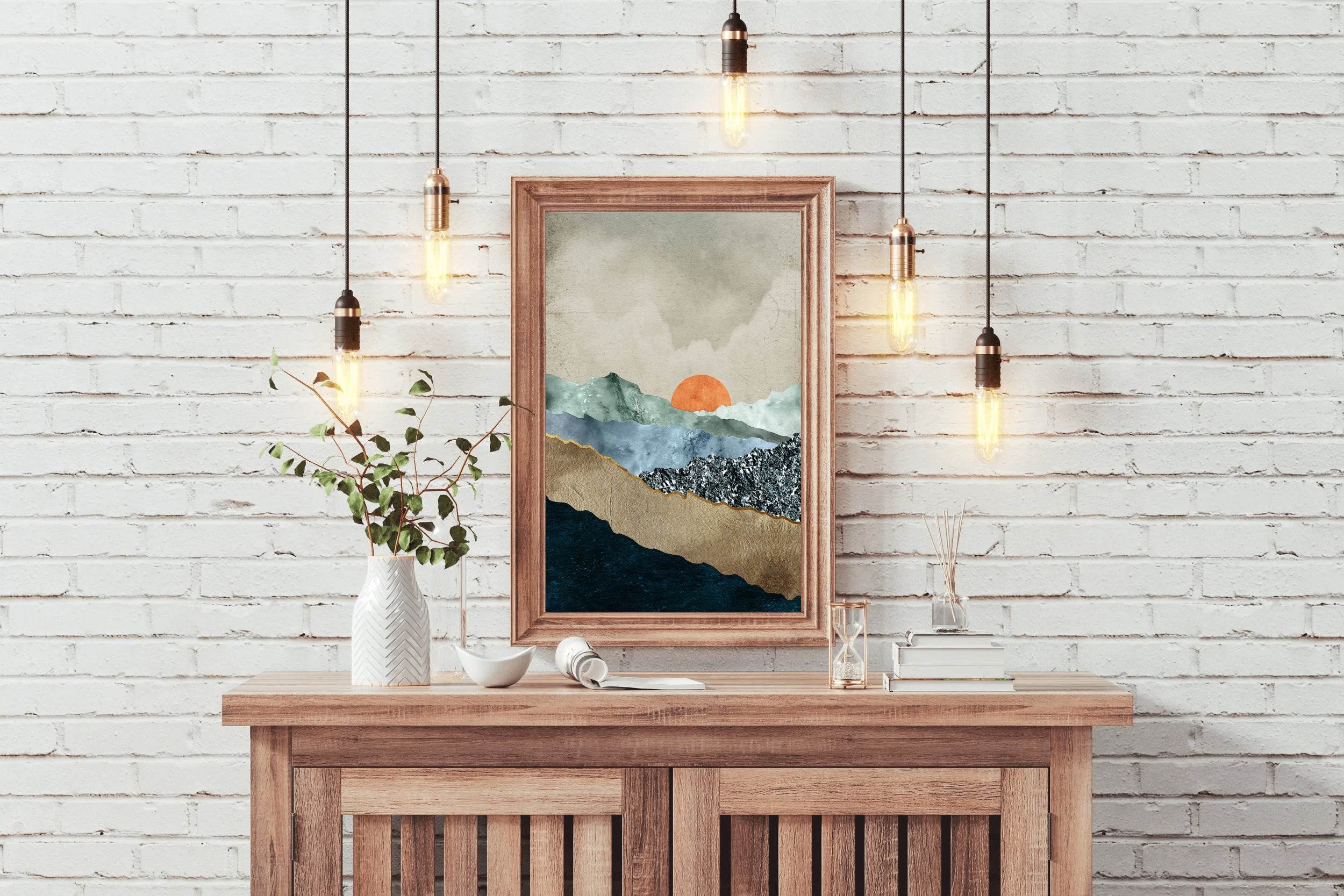 Golden Sunset Over Mountains Wall Art - beink online art store