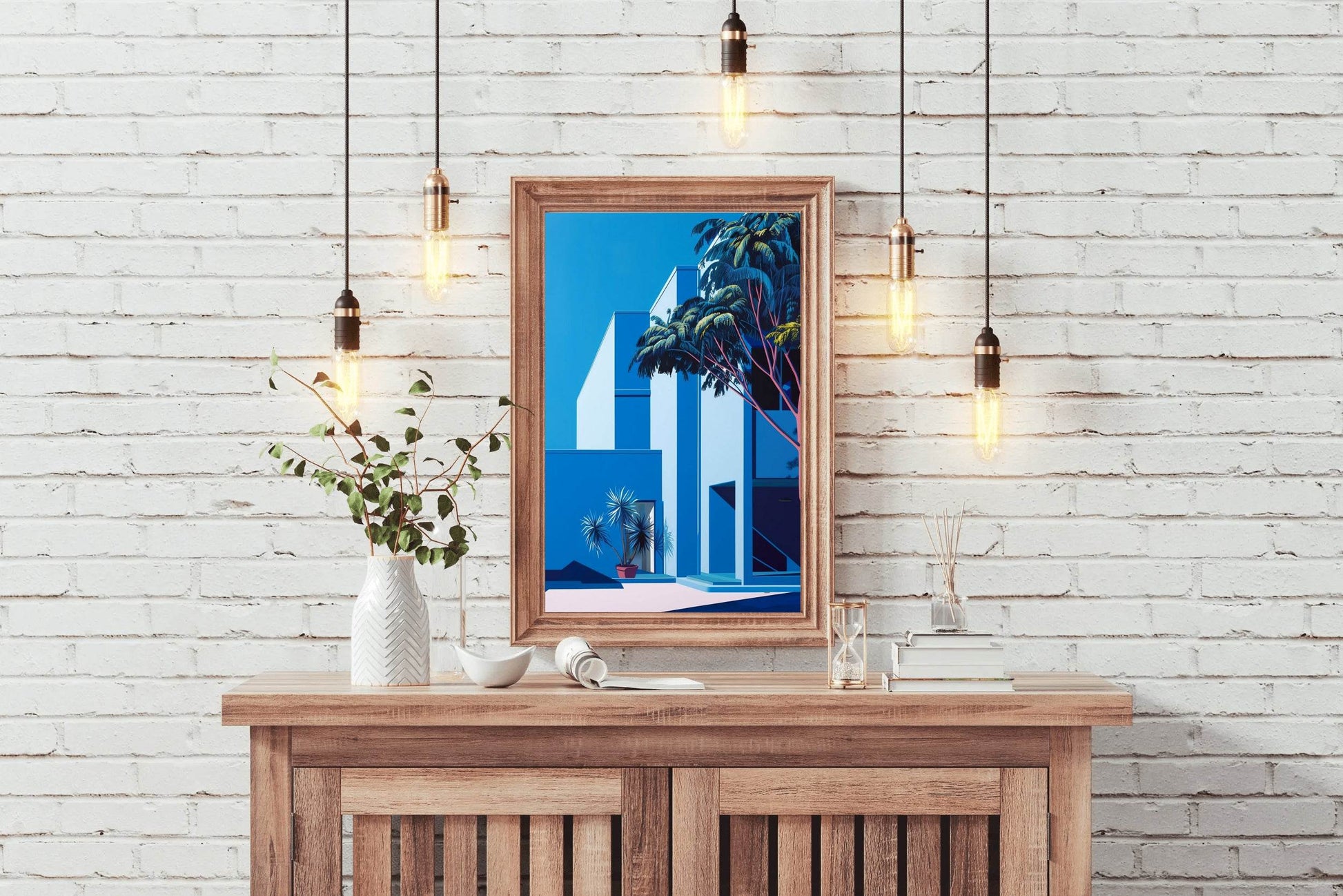 3D Geometric Getaway- Blue Home Modern Art - beink online art store