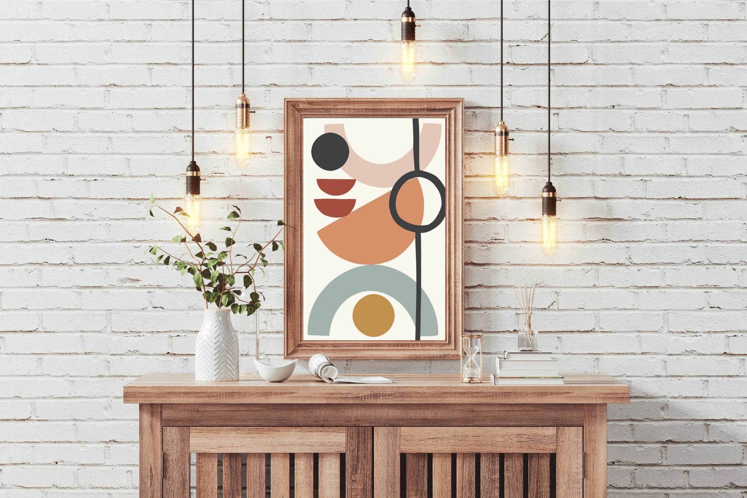 Geometric Shapes and Lines in Warm Earth Tones ArtWork - beink online art store