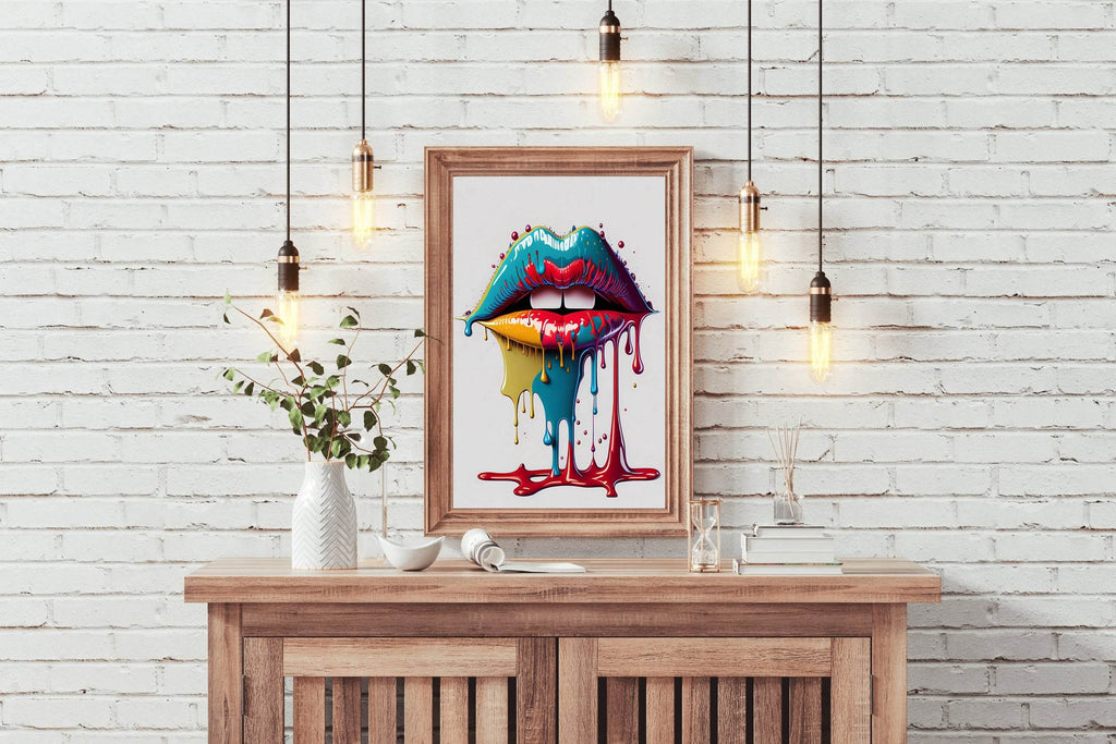 Woman Lips With Colorful Lipstick Wall Art - beink online art store