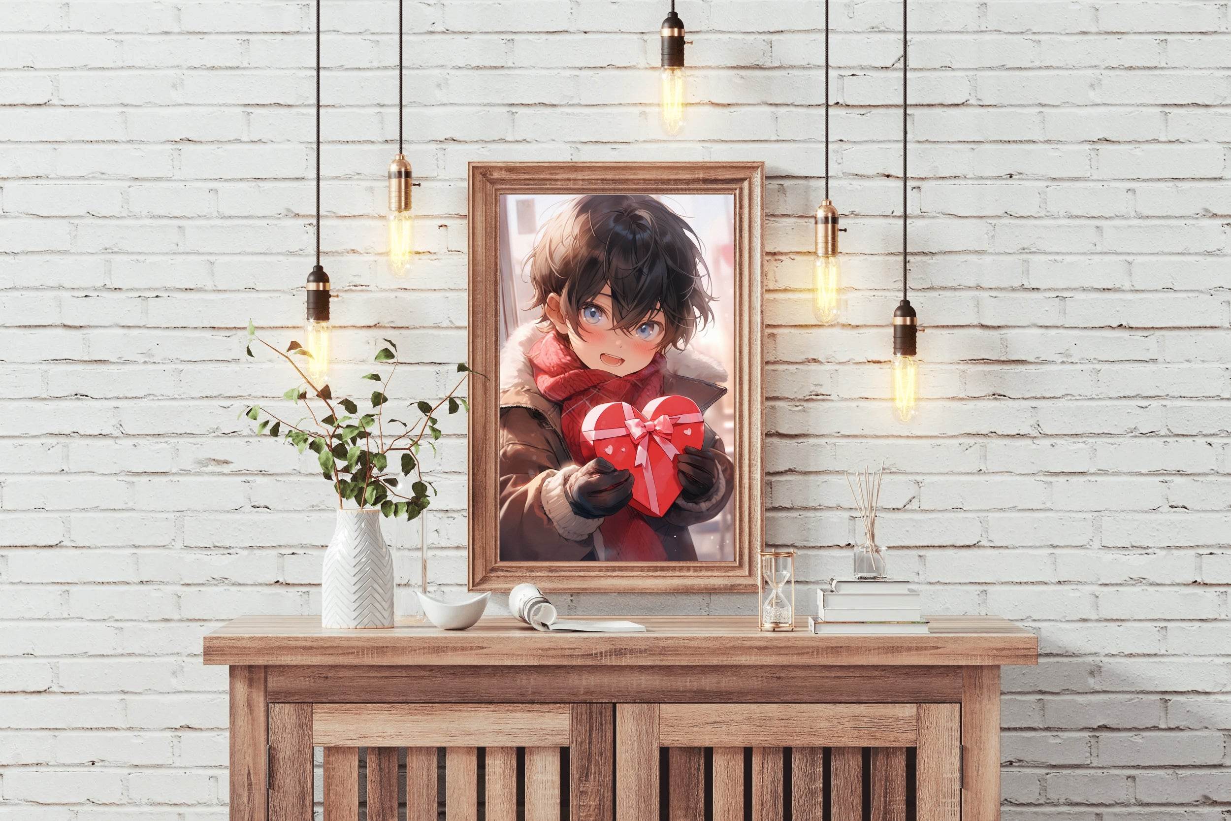 Anime Style Celebrating Valentines Day Anime Wall Art - beink online art store