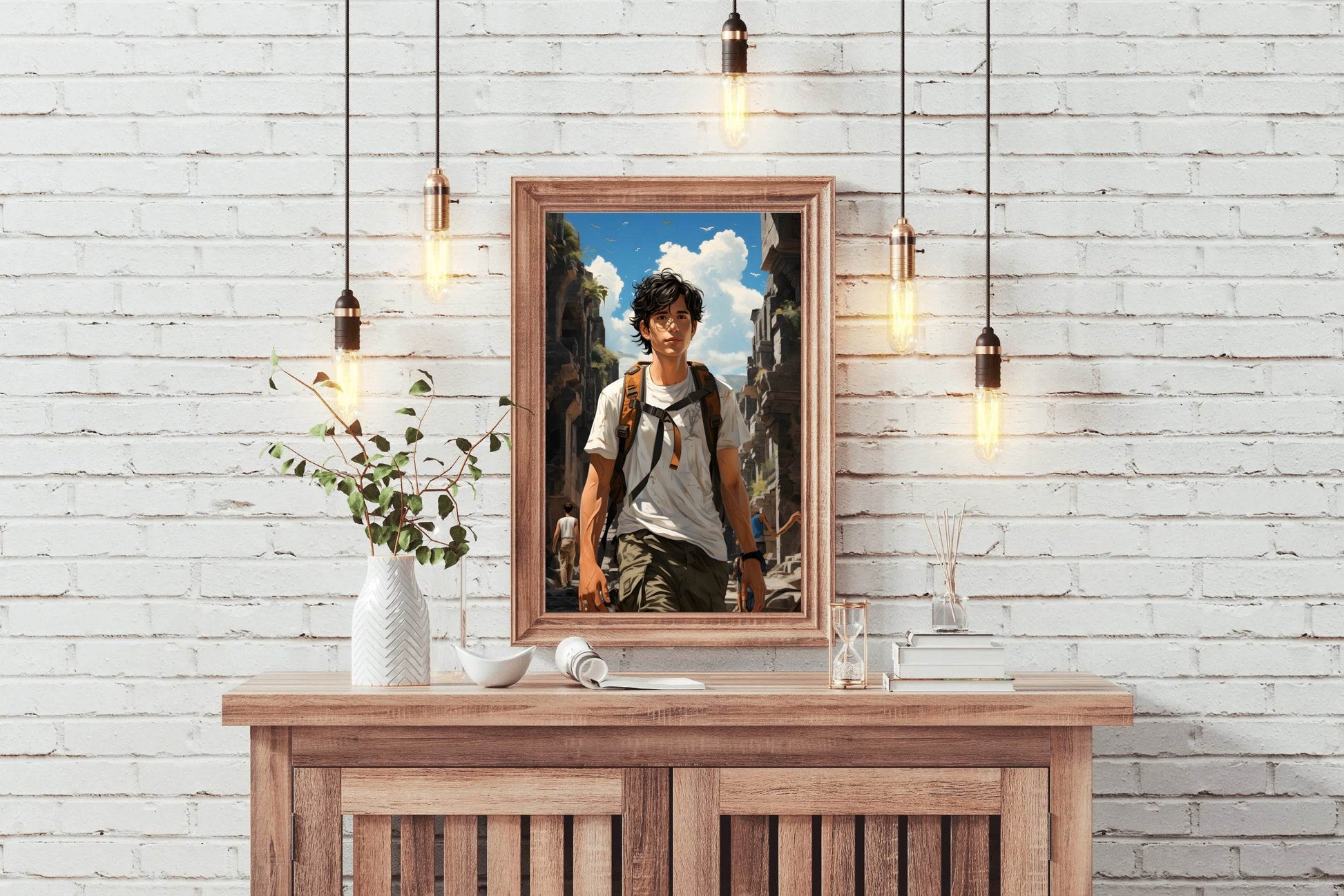 Short Curly Black Hair Adventure Character Anime Wall Art - beink online art store