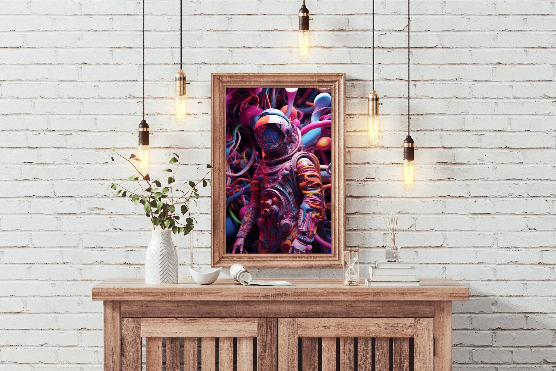 Pink Astronaut fantasy background Wall Art - beink online art store