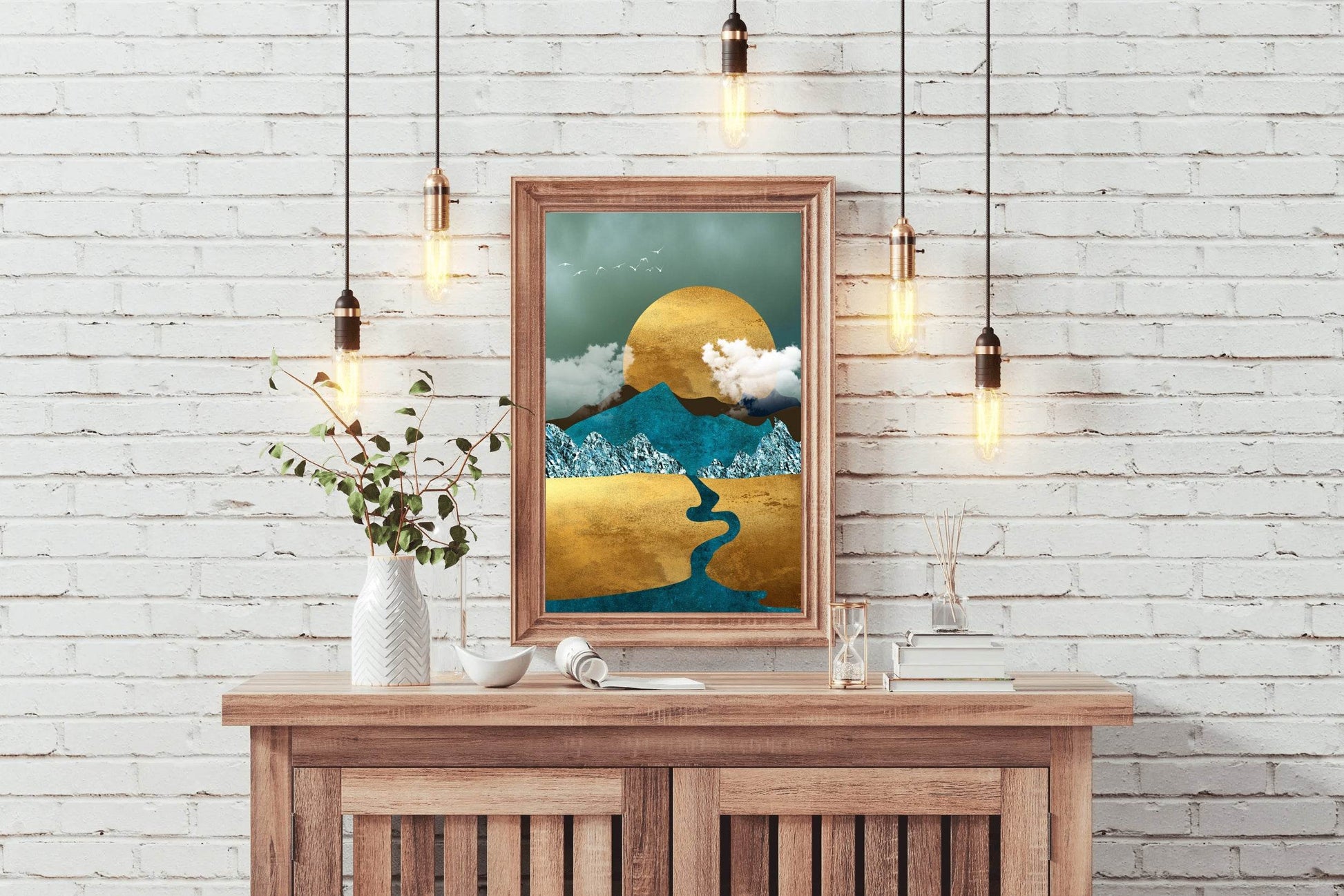 Wanderlust Golden Path Modern Wall Art - beink online art store