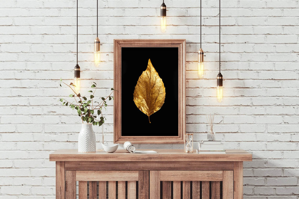 Golden And Black Dry Leave - beink online art store