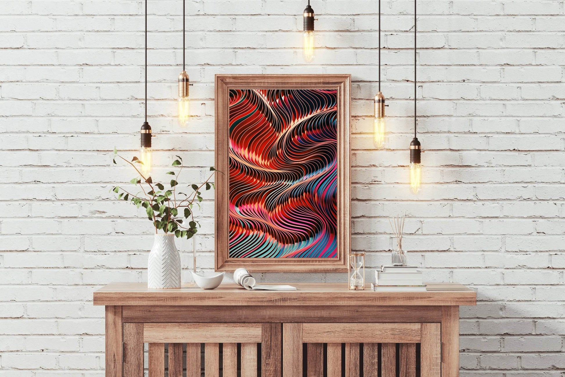 Dark Multicolor Lines Abstract Wall Art - beink online art store