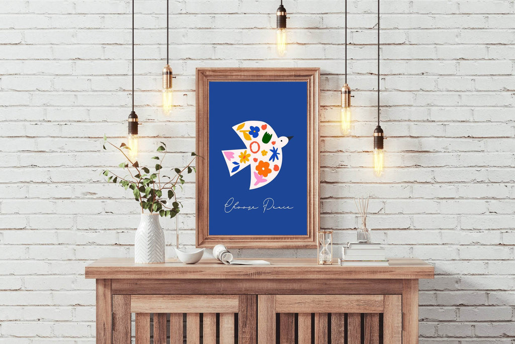 Bird Painting Decorated With Flowers Wall Art - beink online art store