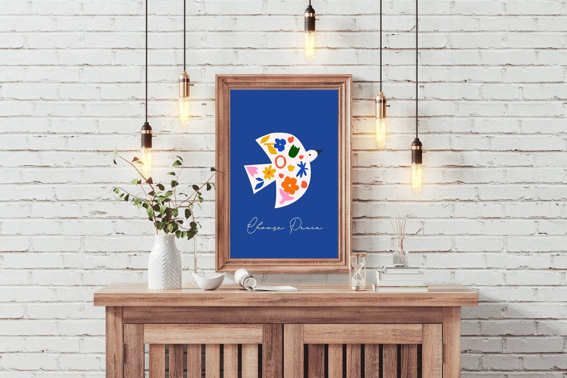 Bird Painting Decorated With Flowers Wall Art - beink online art store