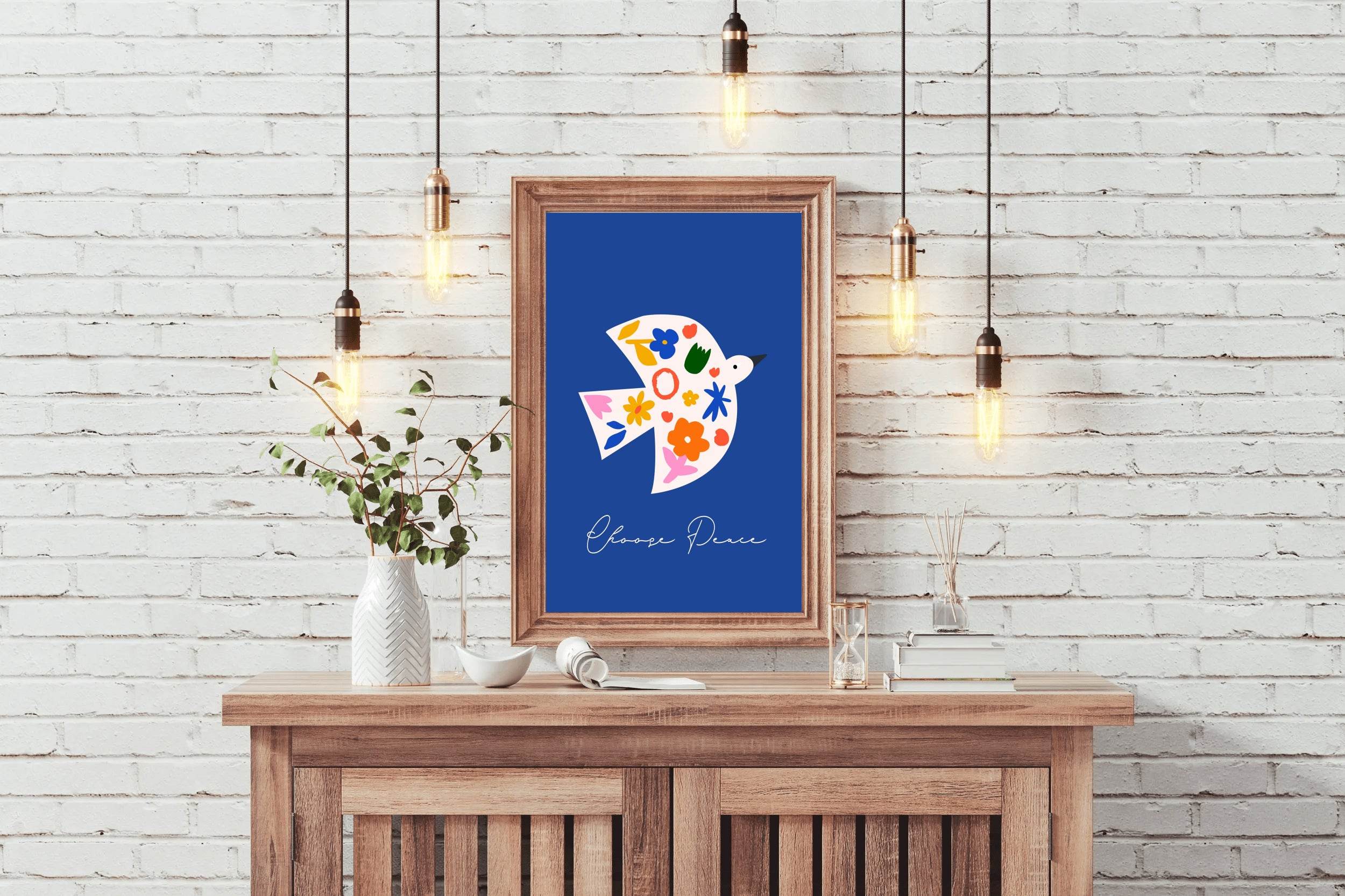 Bird Painting Decorated With Flowers Wall Art - beink online art store