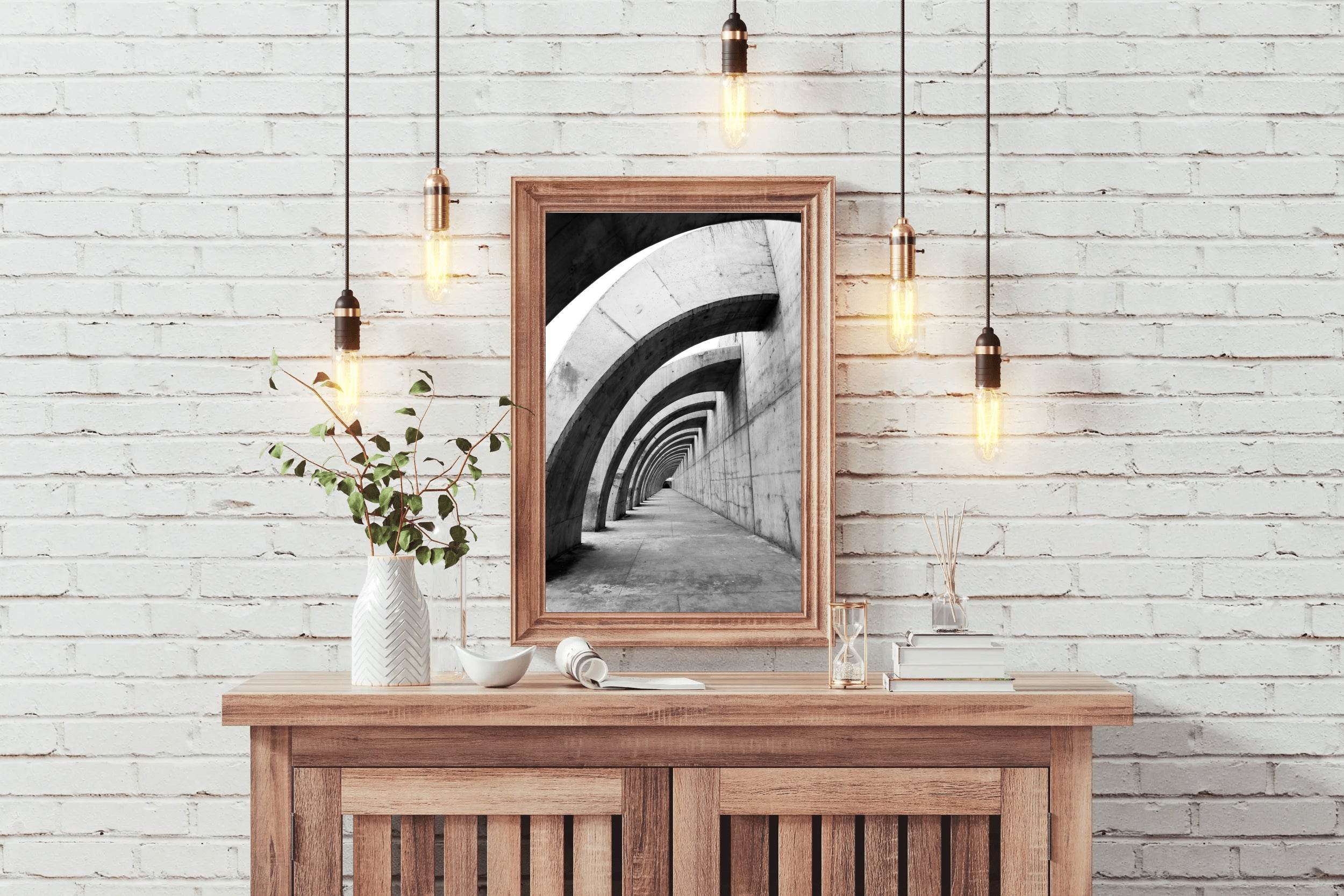 Arch Corridor Black & White Wall Art - beink online art store