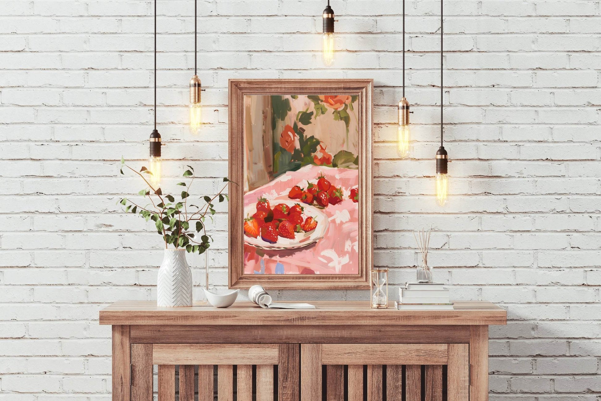 Bowl Freshly Picked Strawberries Wall Art - beink online art store