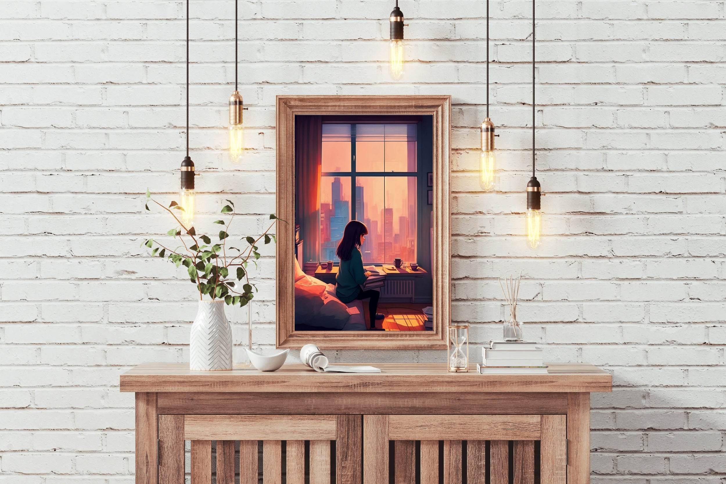 Lofi Girl in Room Anime Wall Art - beink online art store