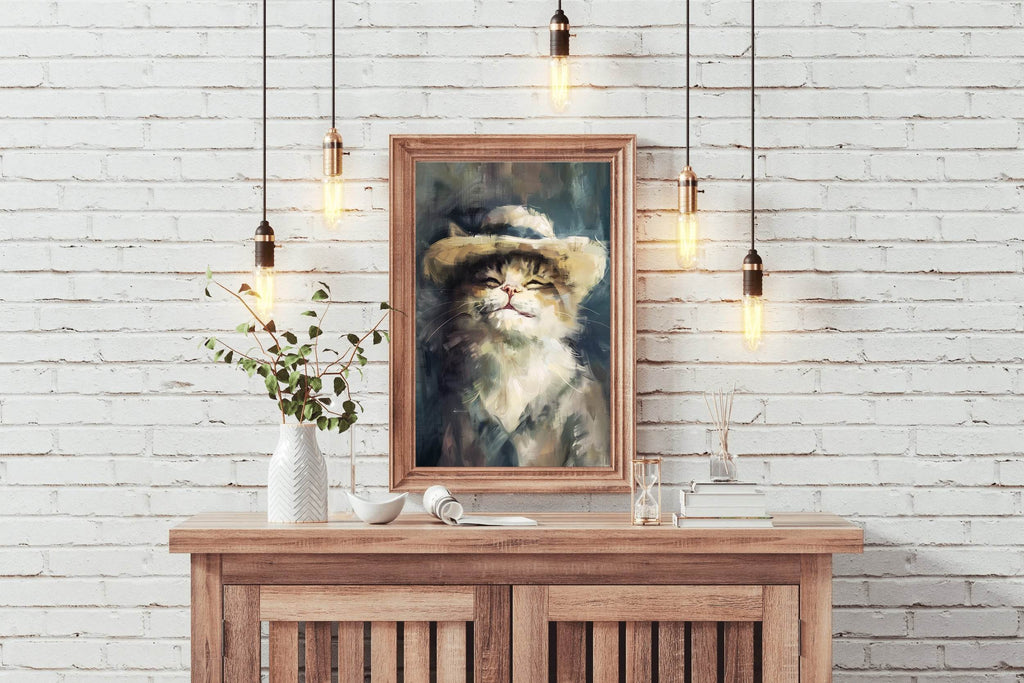 Painting of Smiling Cat With Hat - beink online art store