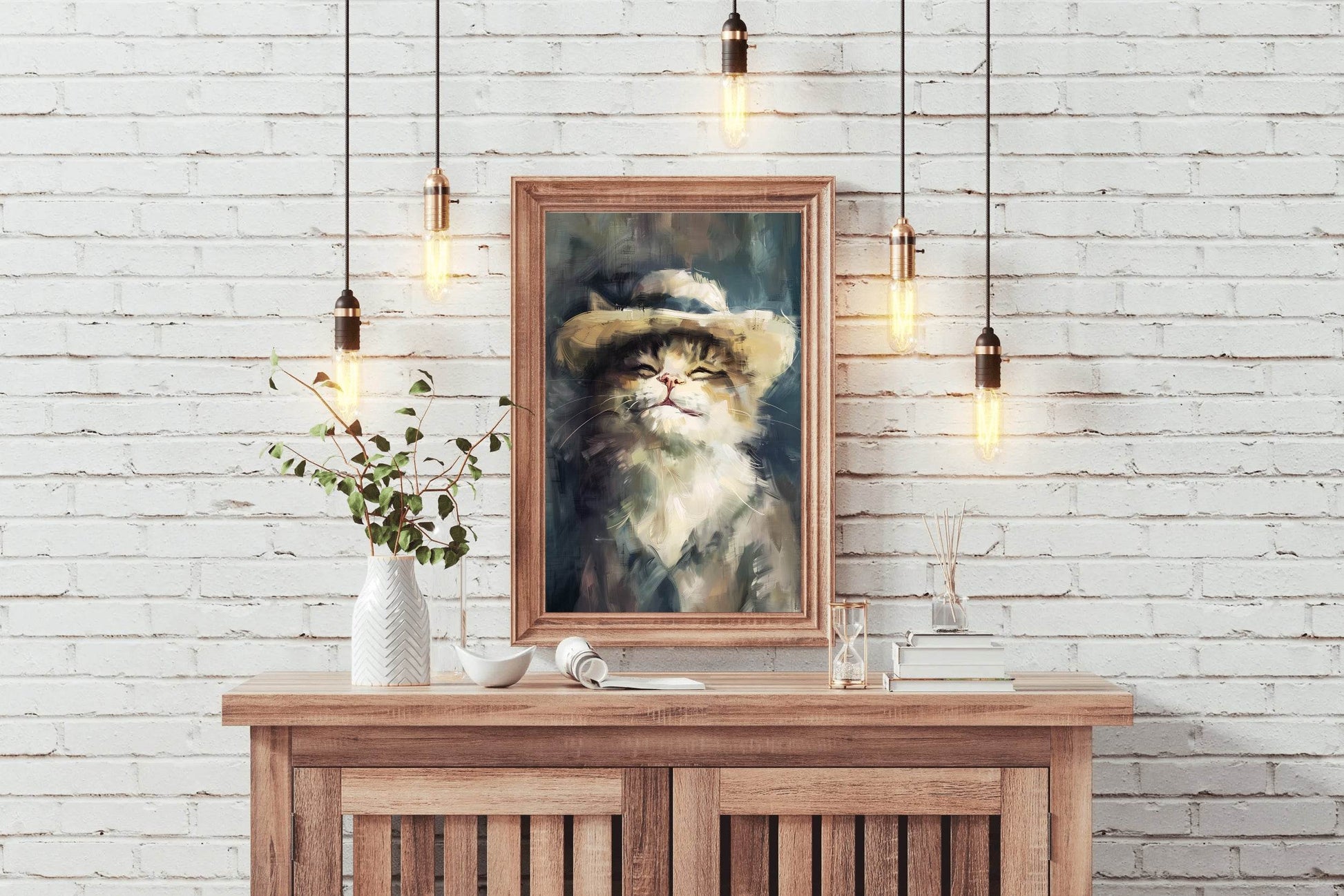 Painting of Smiling Cat With Hat - beink online art store