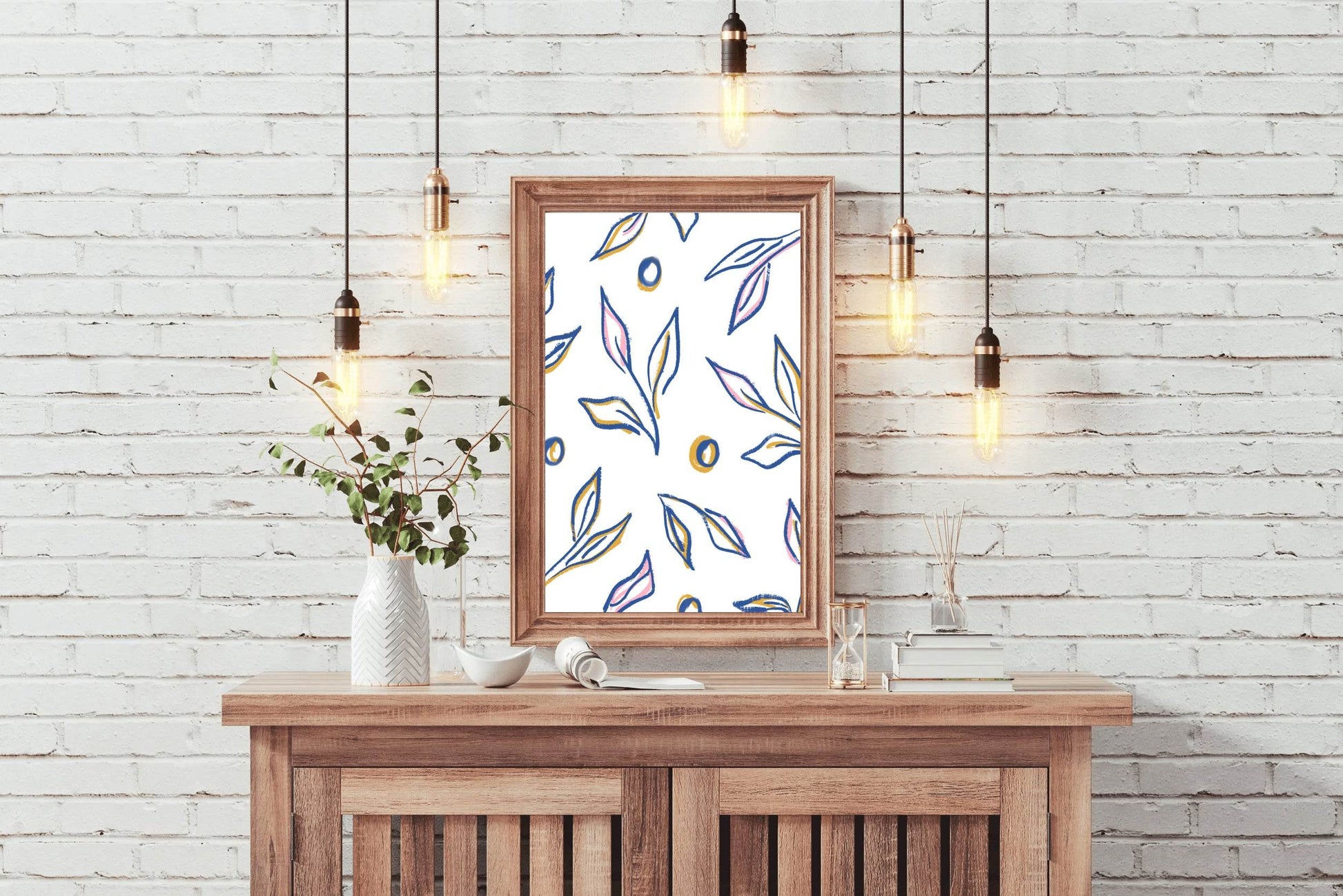 The Leaves of The Blue Boho Plant Wall Art - beink online art store