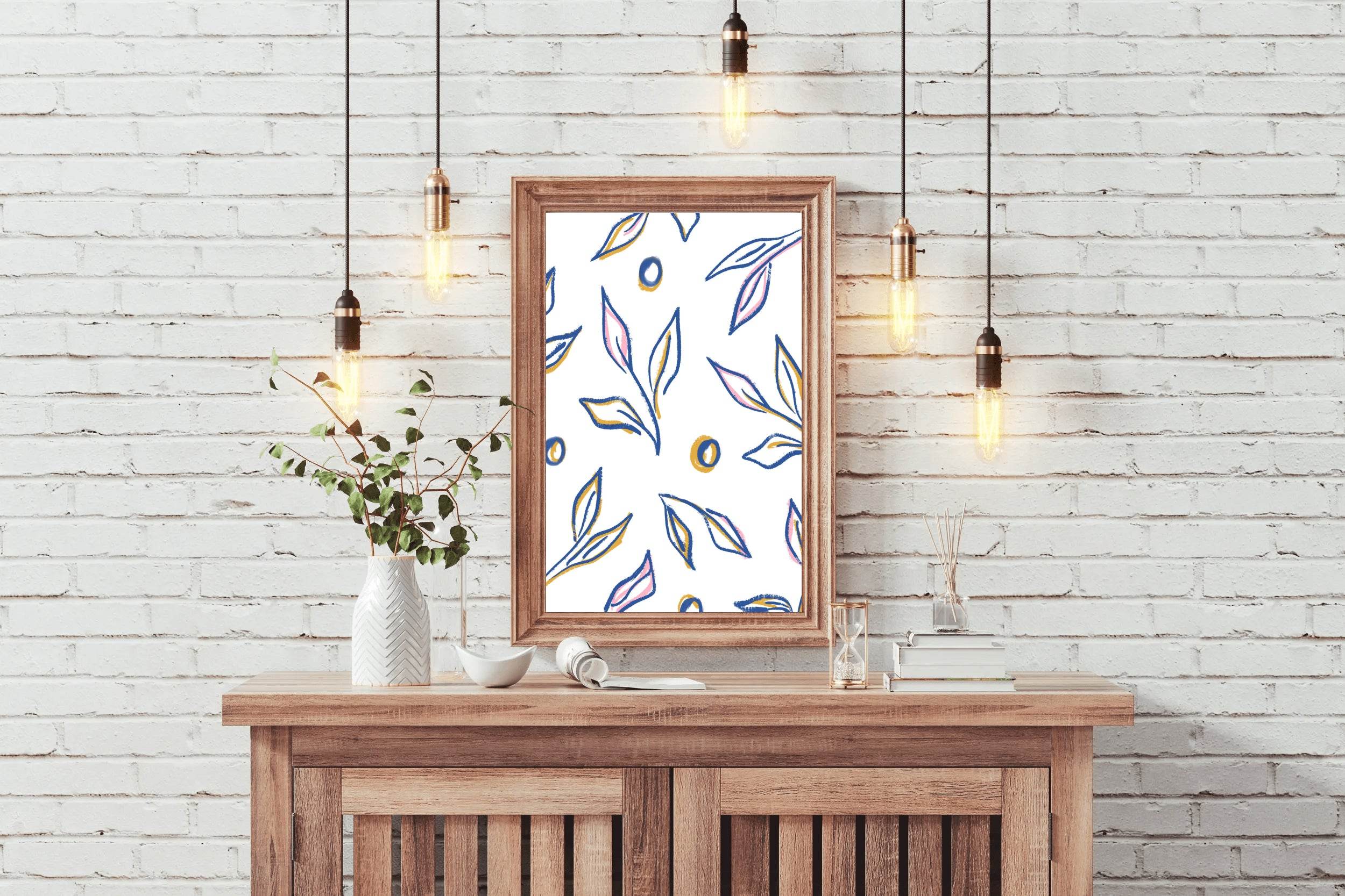 The Leaves of The Blue Boho Plant Wall Art - beink online art store