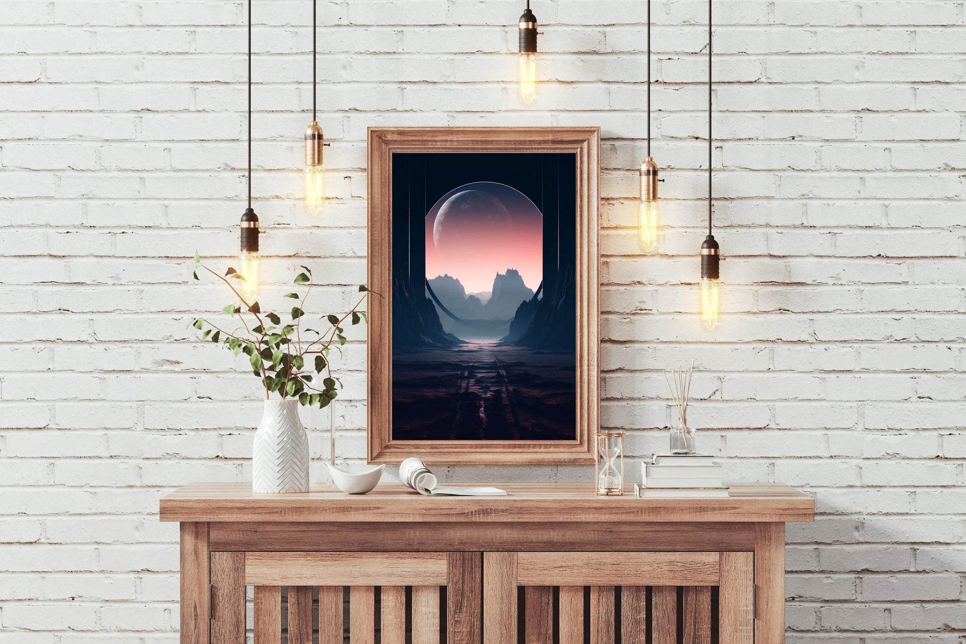 Moon Between The Mountain Wall Art - beink online art store