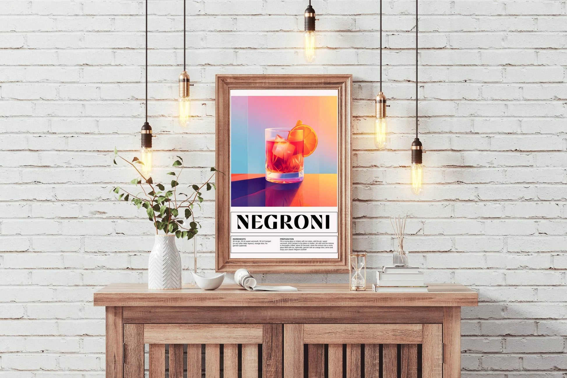 Traditional Negroni Cocktail Wall Art - beink online art store