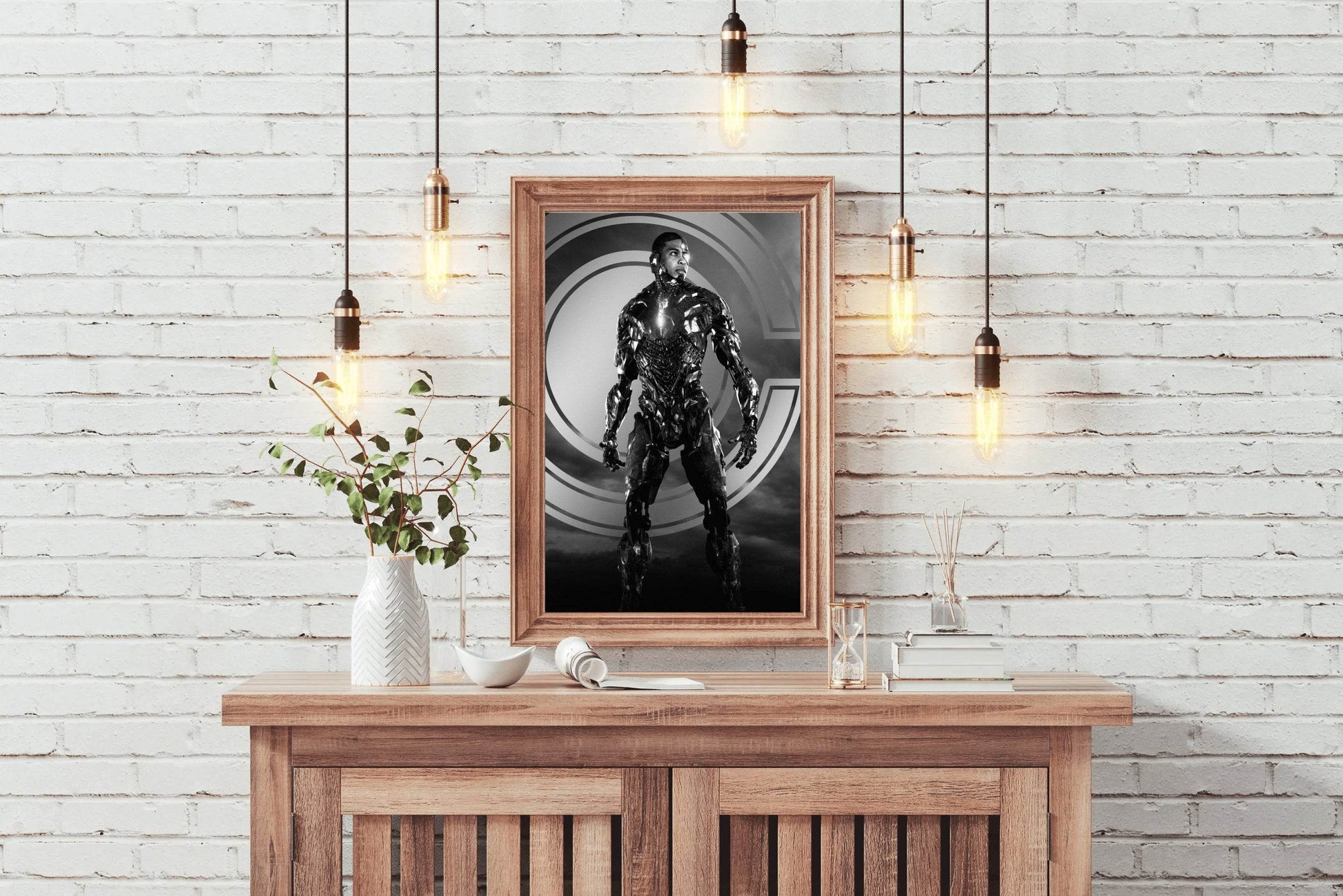 Justice League Cyborg in Black and White Wall Art - beink online art store