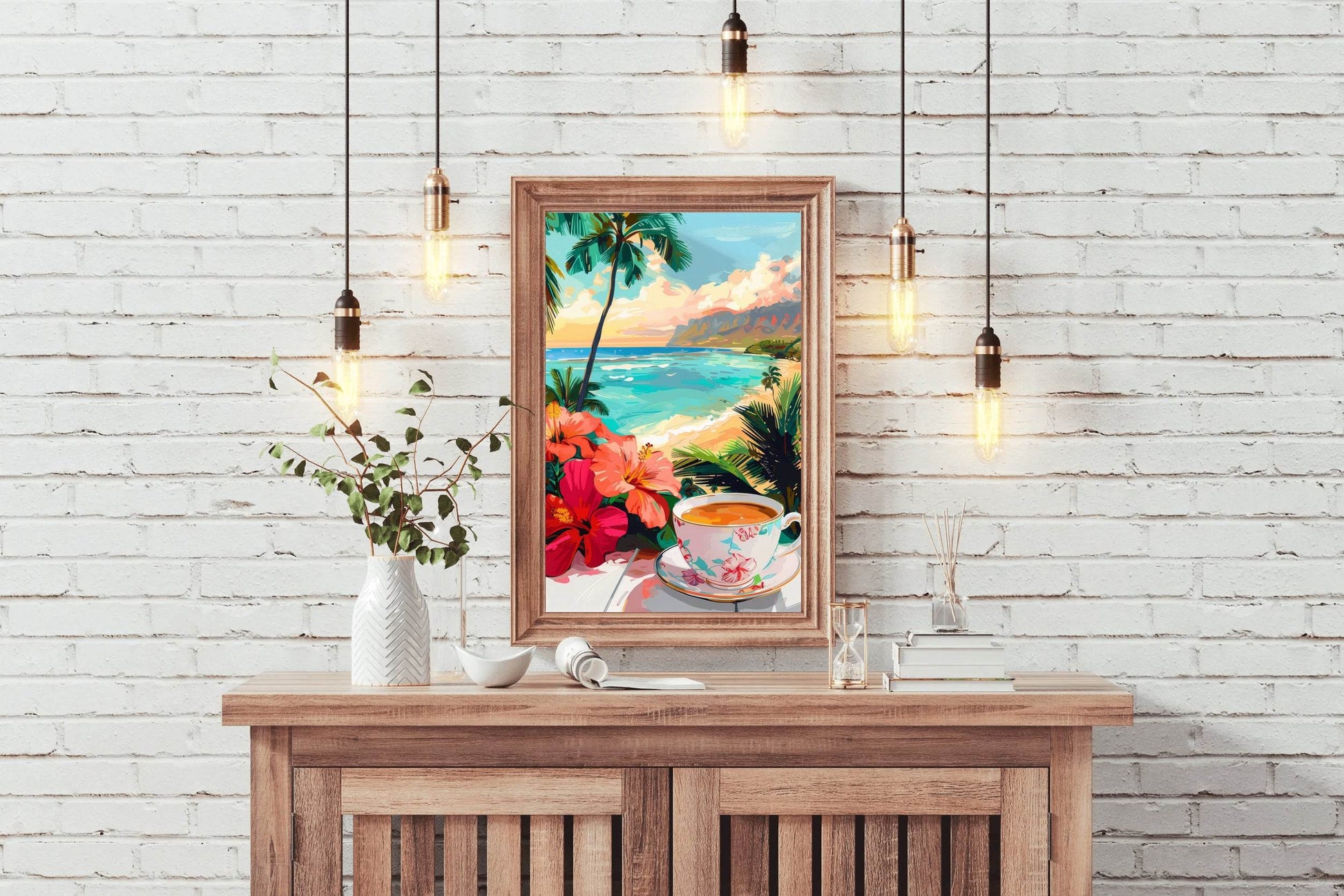 Hibiscus and Tea by the Beach Wall Art - beink online art store