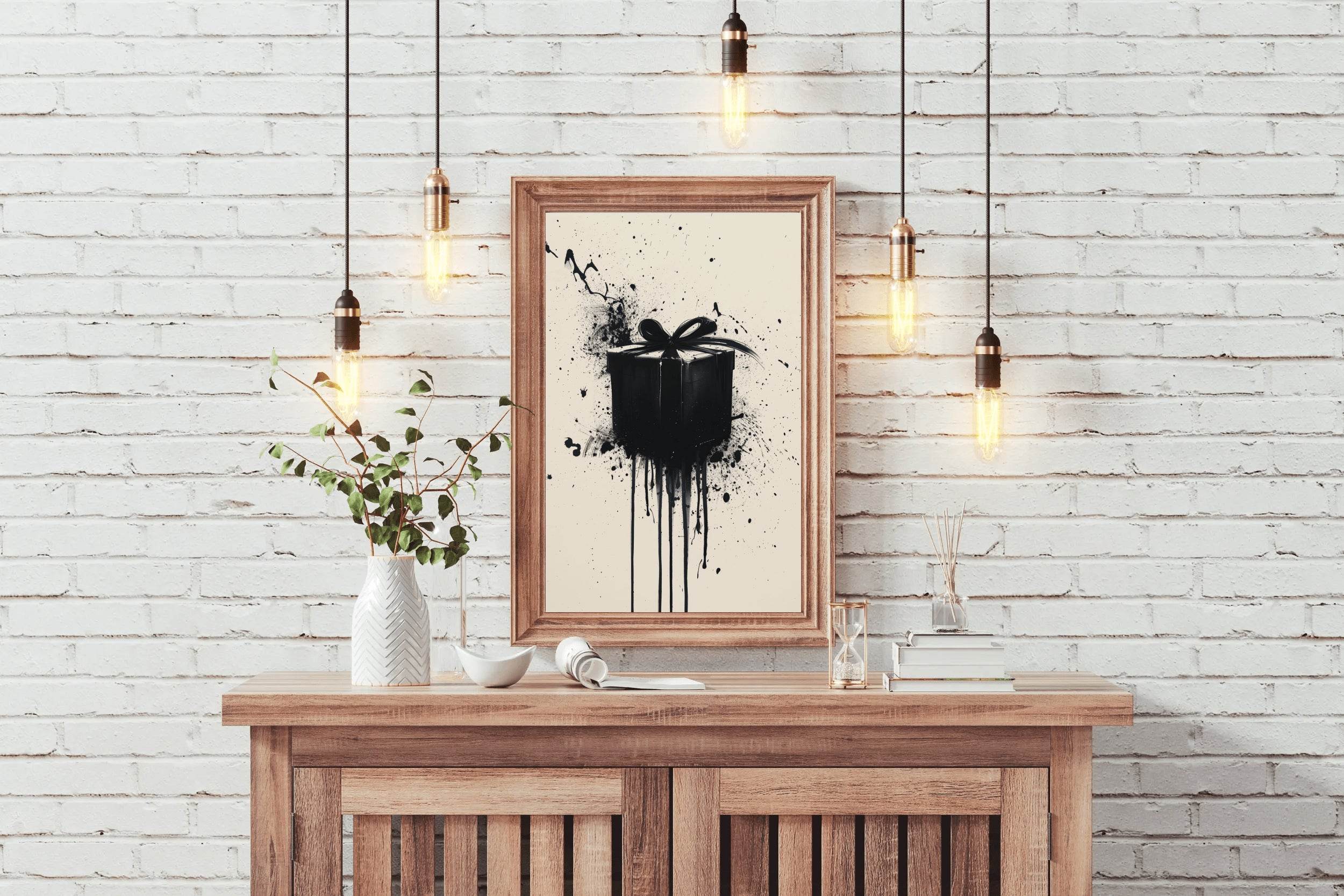 Black Gift Box Modern Wall Art - beink online art store
