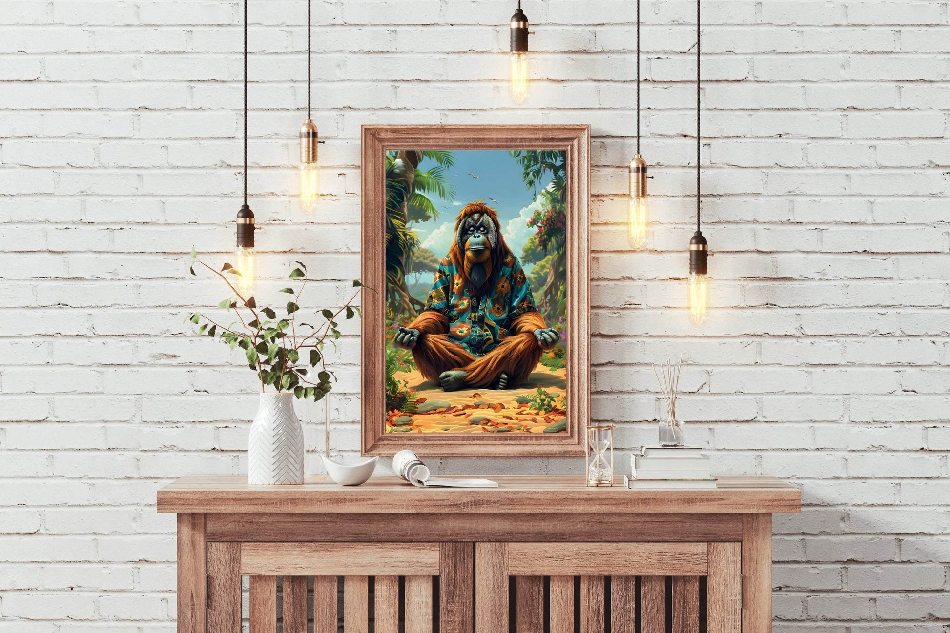 Digital Painting of an Ape Meditating Wall Art - beink online art store