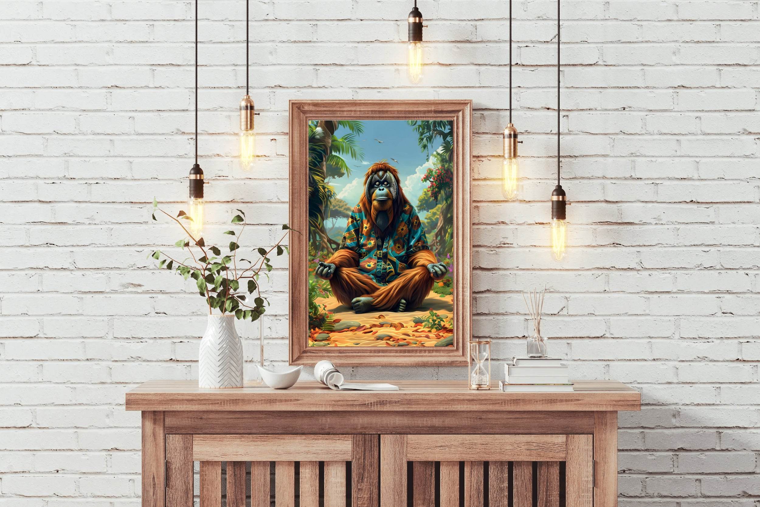Digital Painting of an Ape Meditating Wall Art - beink online art store